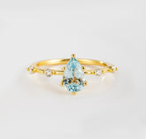 Aquamarine Blue Sapphire Floating Ring | Alvaura