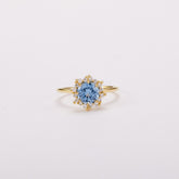 Santa Maria Blue Round Spinel Bud Halo Ring