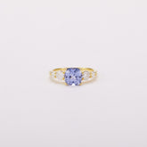 Misty Cornflower Cushion Sapphire Five-Stone Ring