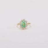 Mint Green Oval Sapphire Bud Halo Ring
