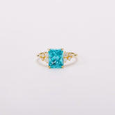 Paraiba Blue Radiant Cut Garnet Bloom Cluster Ring