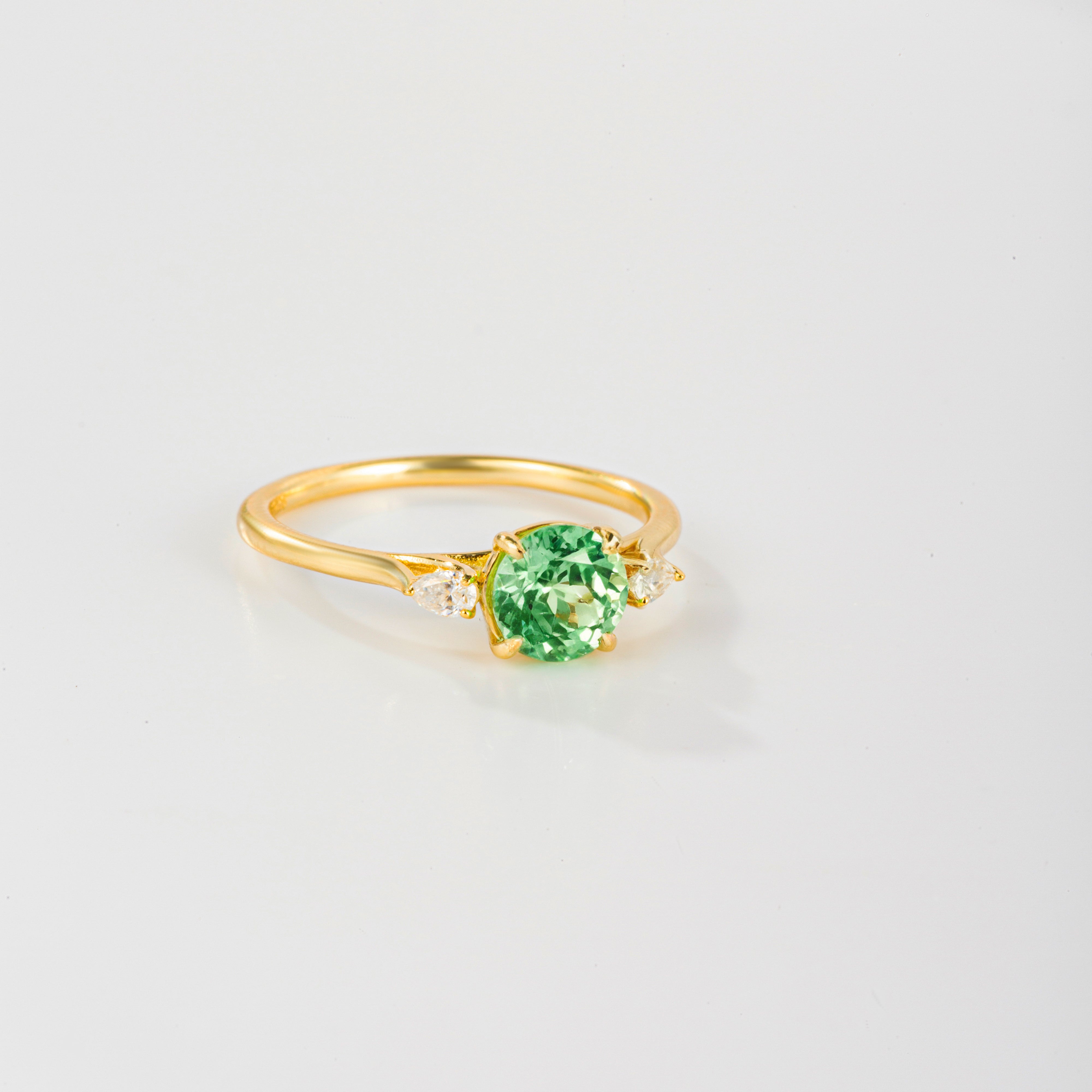Mint Green Sapphire Three-Stone Ring | Alvaura