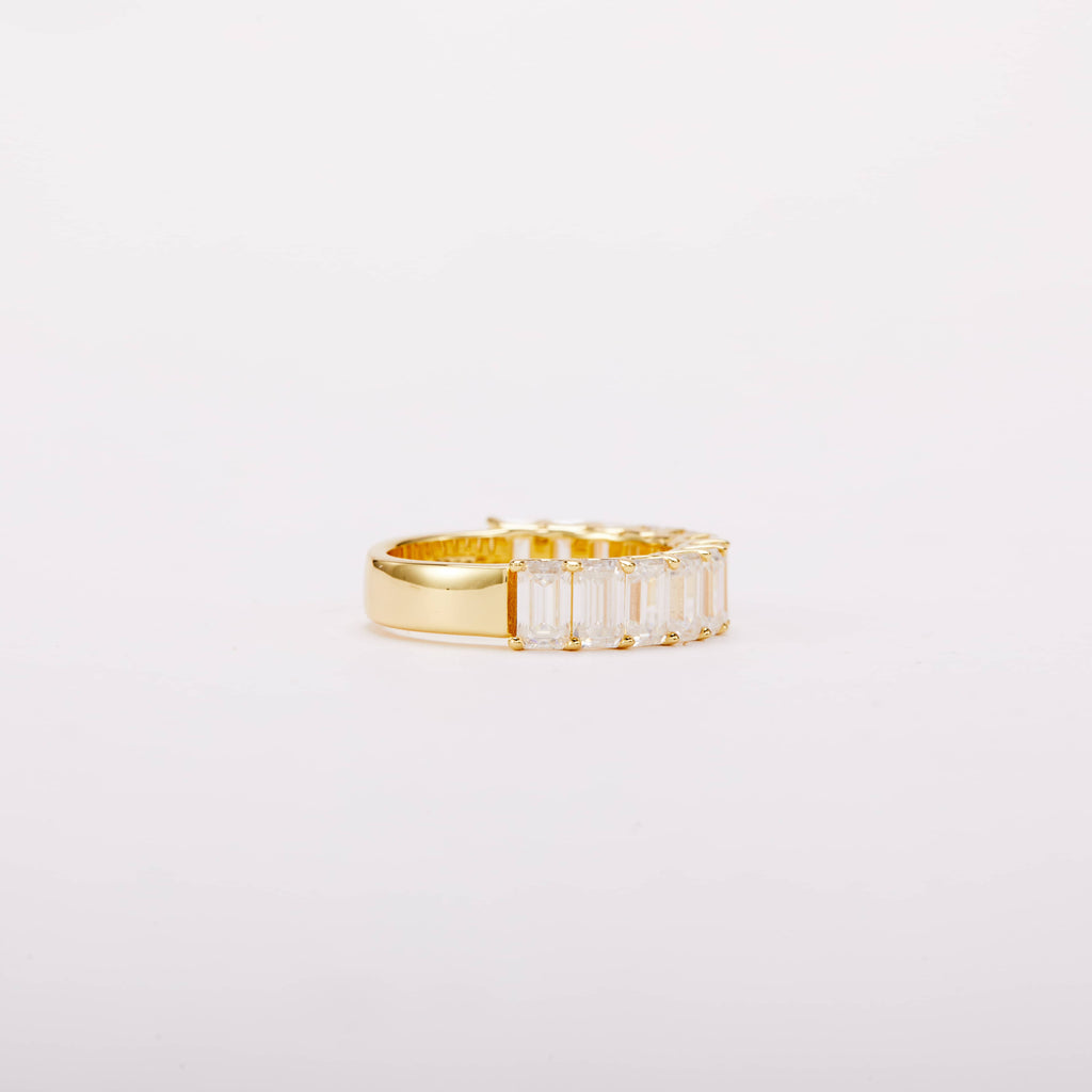 Emerald-cut Moissanite Eternity Band