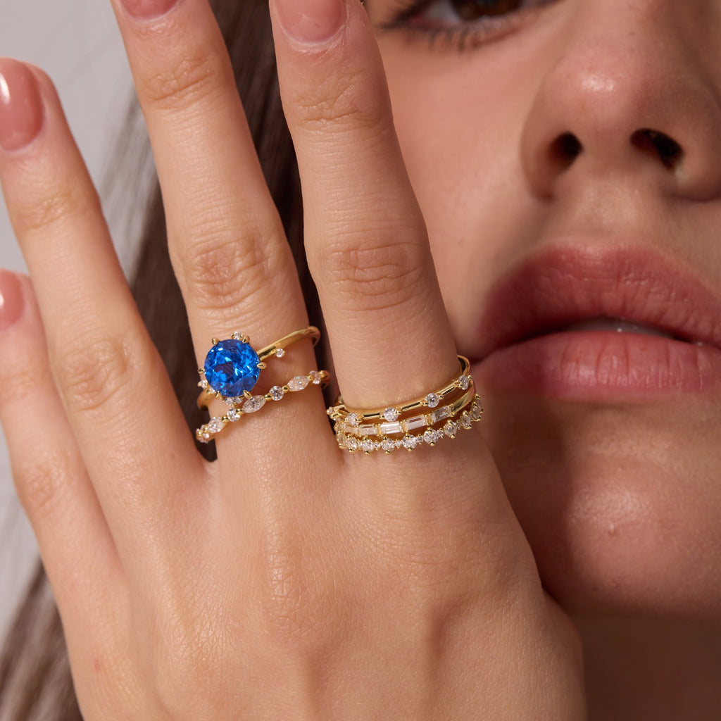Cobalt Blue Round Spinel Constellation Cluster Ring