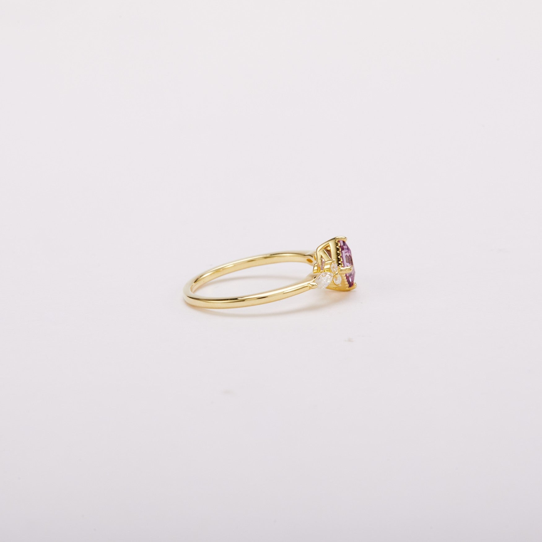 Lilac Princess-cut Sapphire Unfolding Wings Cluster Ring