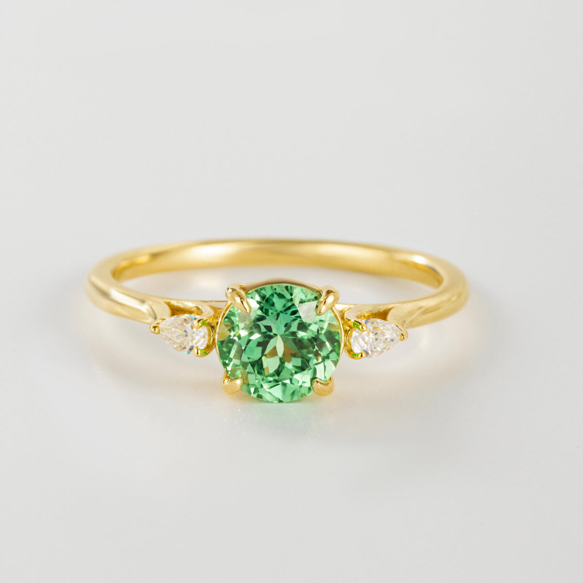 Mint Green Sapphire Three-Stone Ring | Alvaura