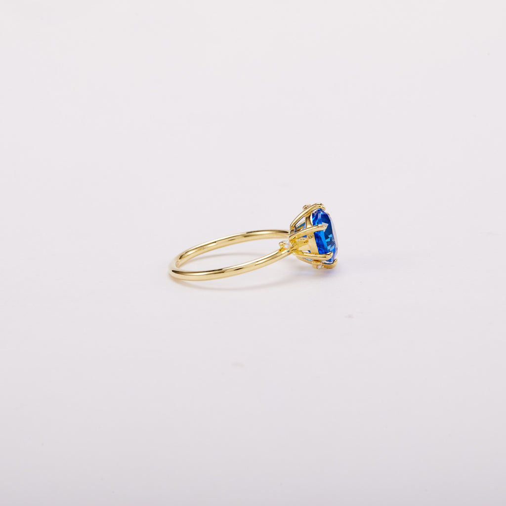 Cobalt Blue Round Spinel Constellation Cluster Ring