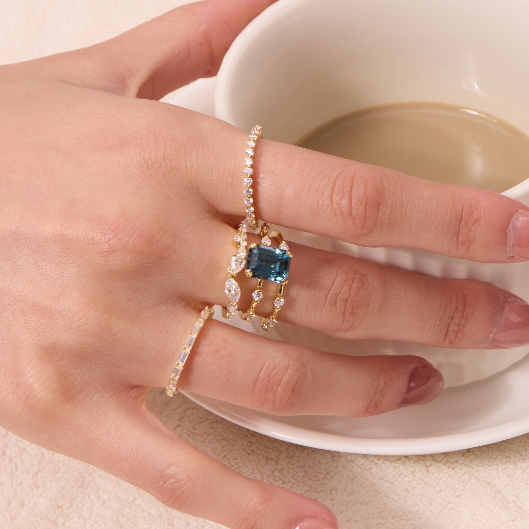 Marquise Moissanite Stacking Ring