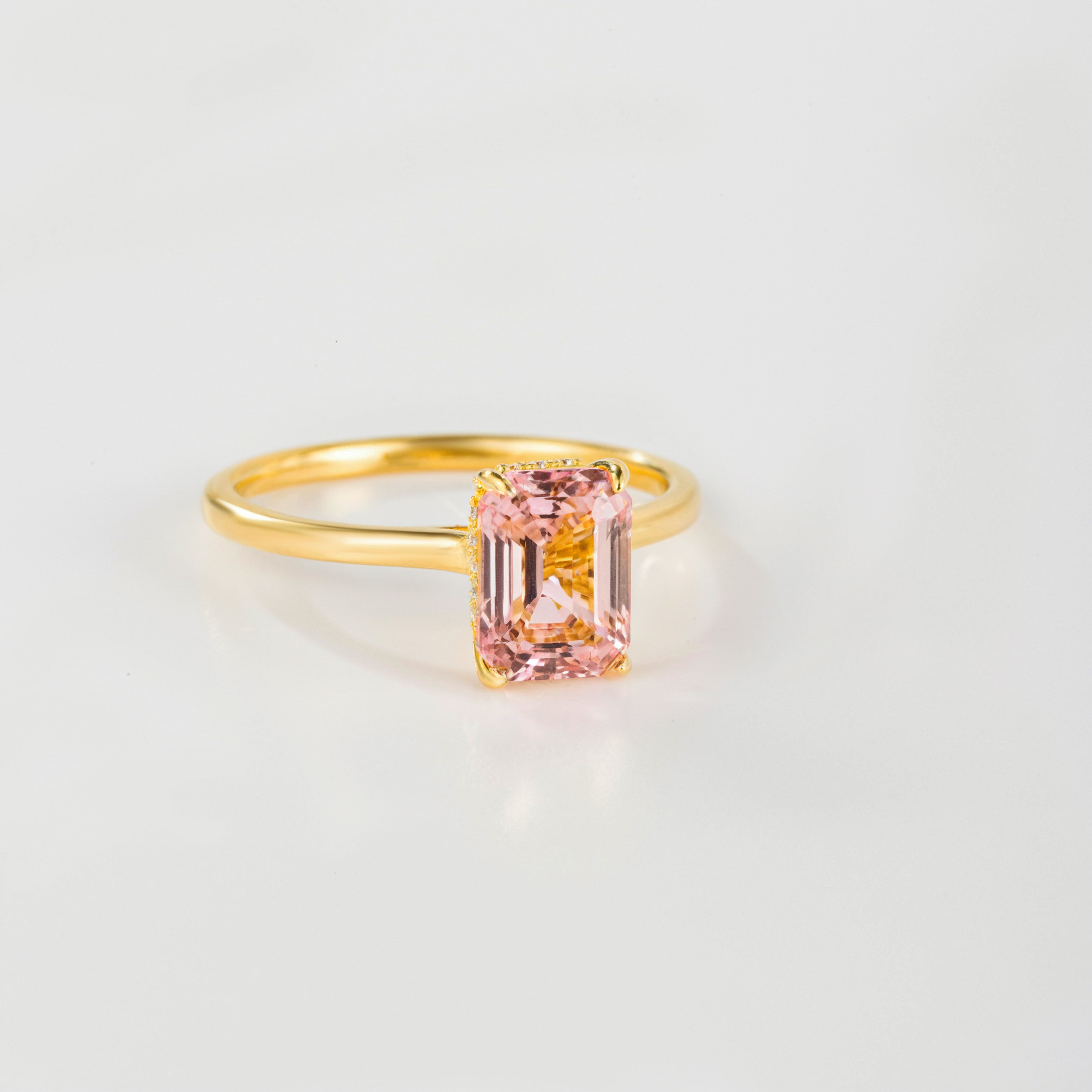 Morganite Pink Sapphire Solitaire Ring | Alvaura