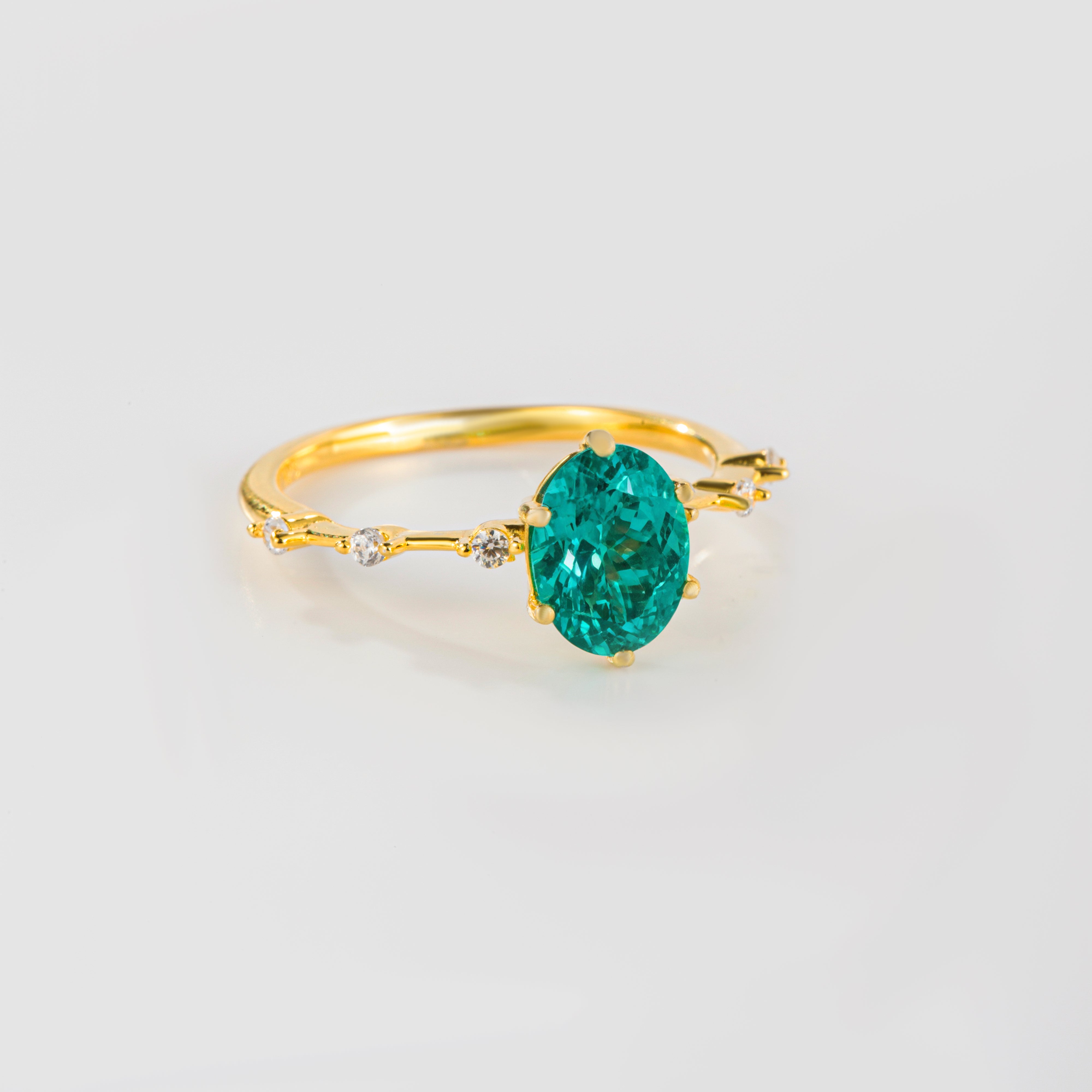 Paraiba Green Lab Garnet Floating Ring | Alvaura