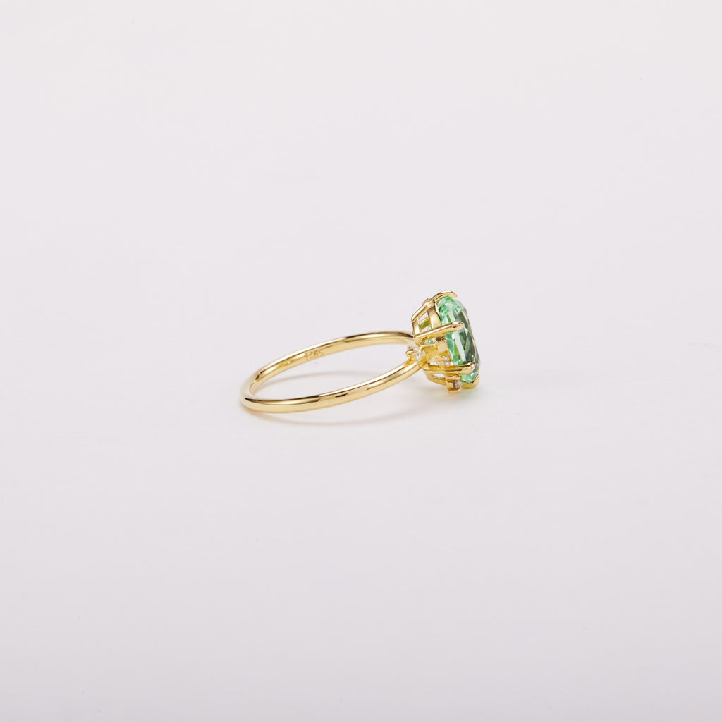 Vivid Mint Green Constellation Cluster Ring - Oval Step Cut