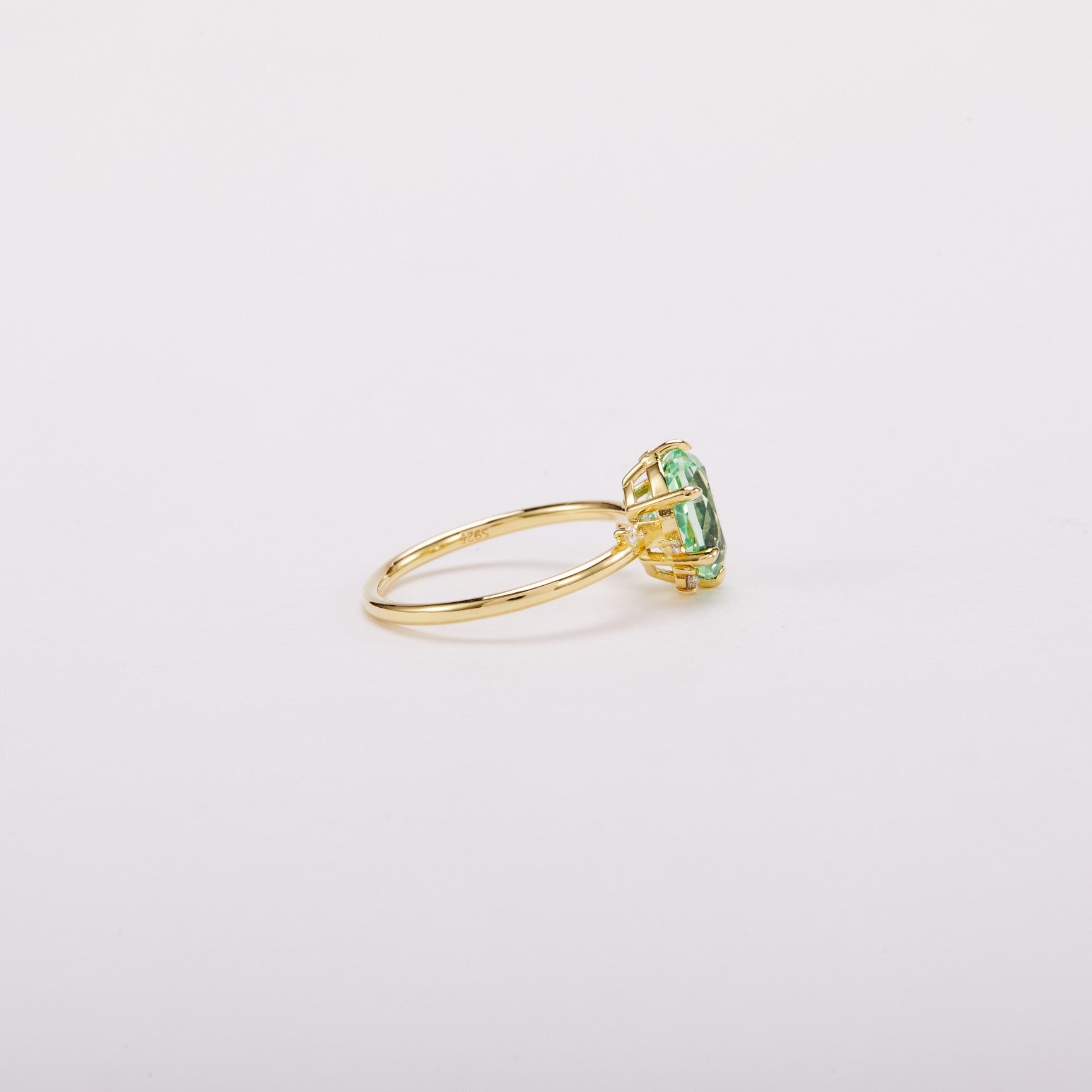 Vivid Mint Green Constellation Cluster Ring - Oval Step Cut