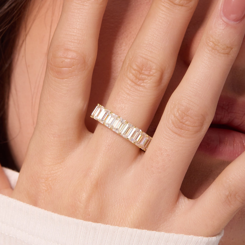 Emerald-cut Moissanite Eternity Band