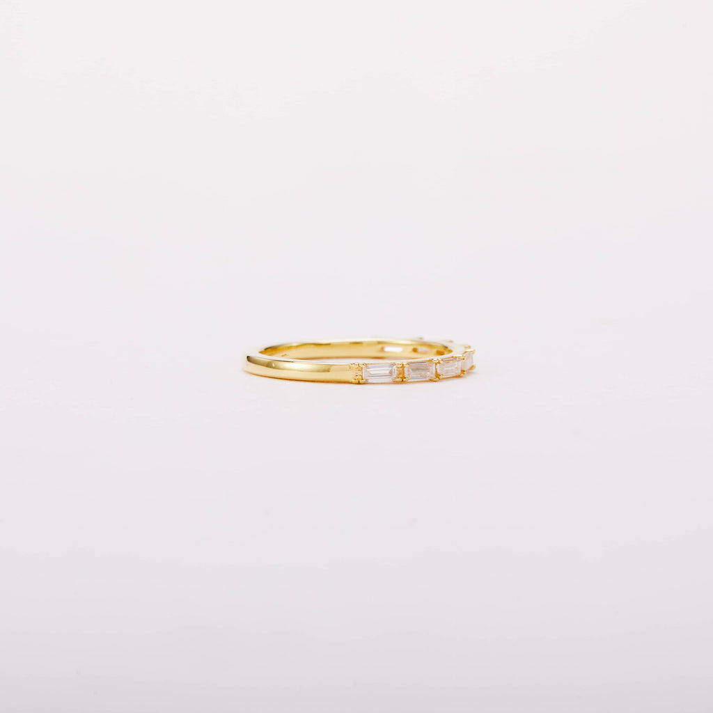 Half Emerald-cut Moissanite Stacking Ring