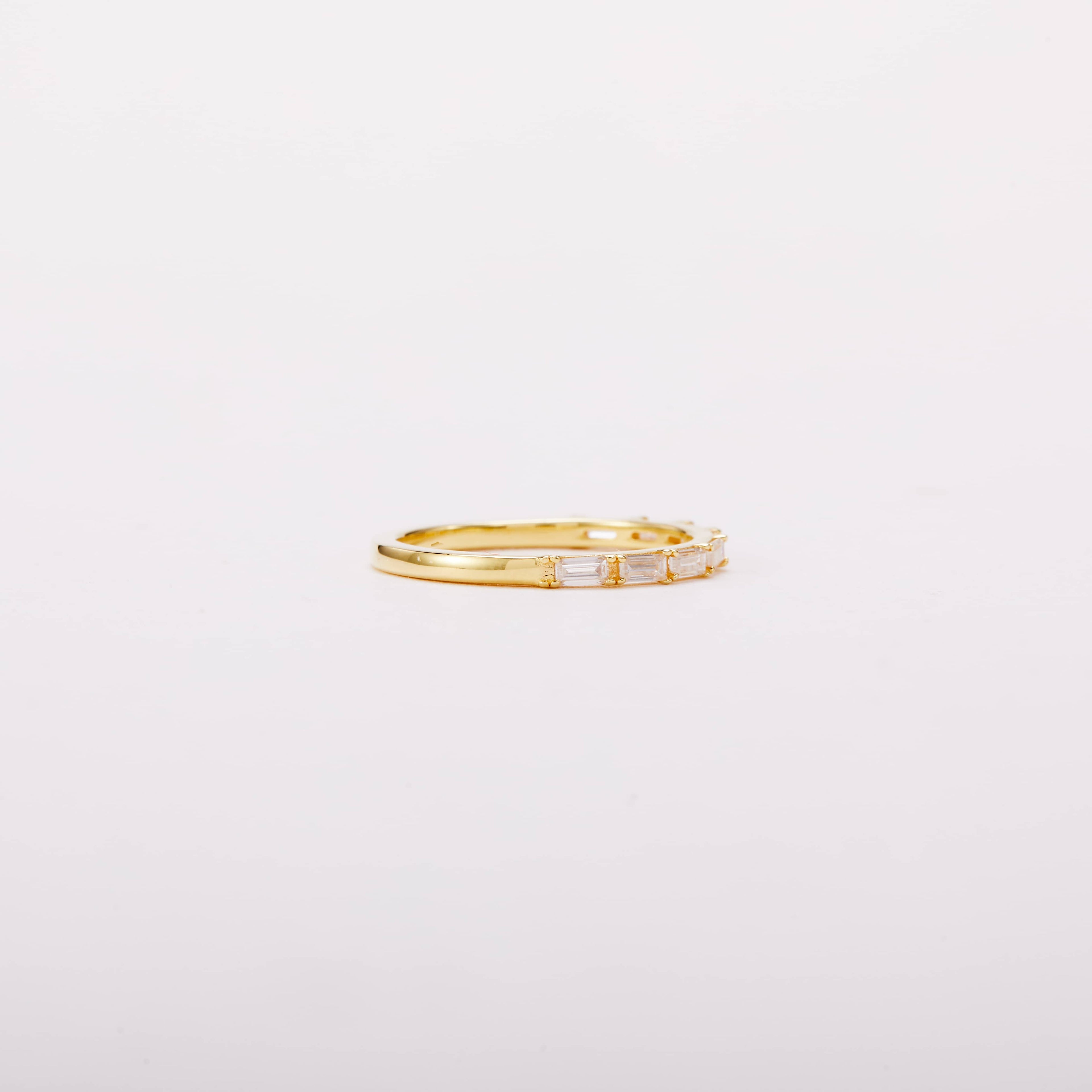 Half Emerald-cut Moissanite Stacking Ring