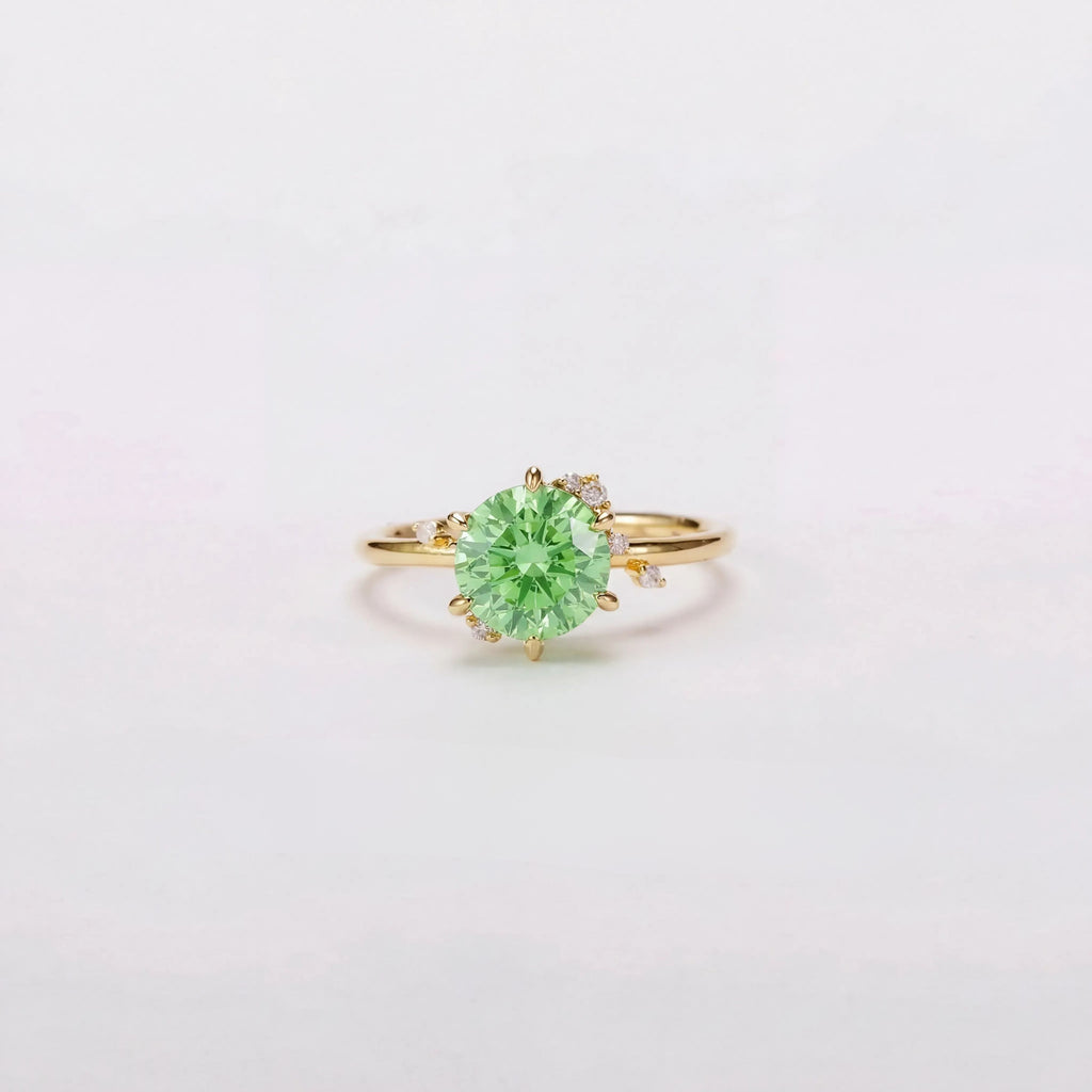 Vivid Mint Green Constellation Cluster Ring - Round Brilliant