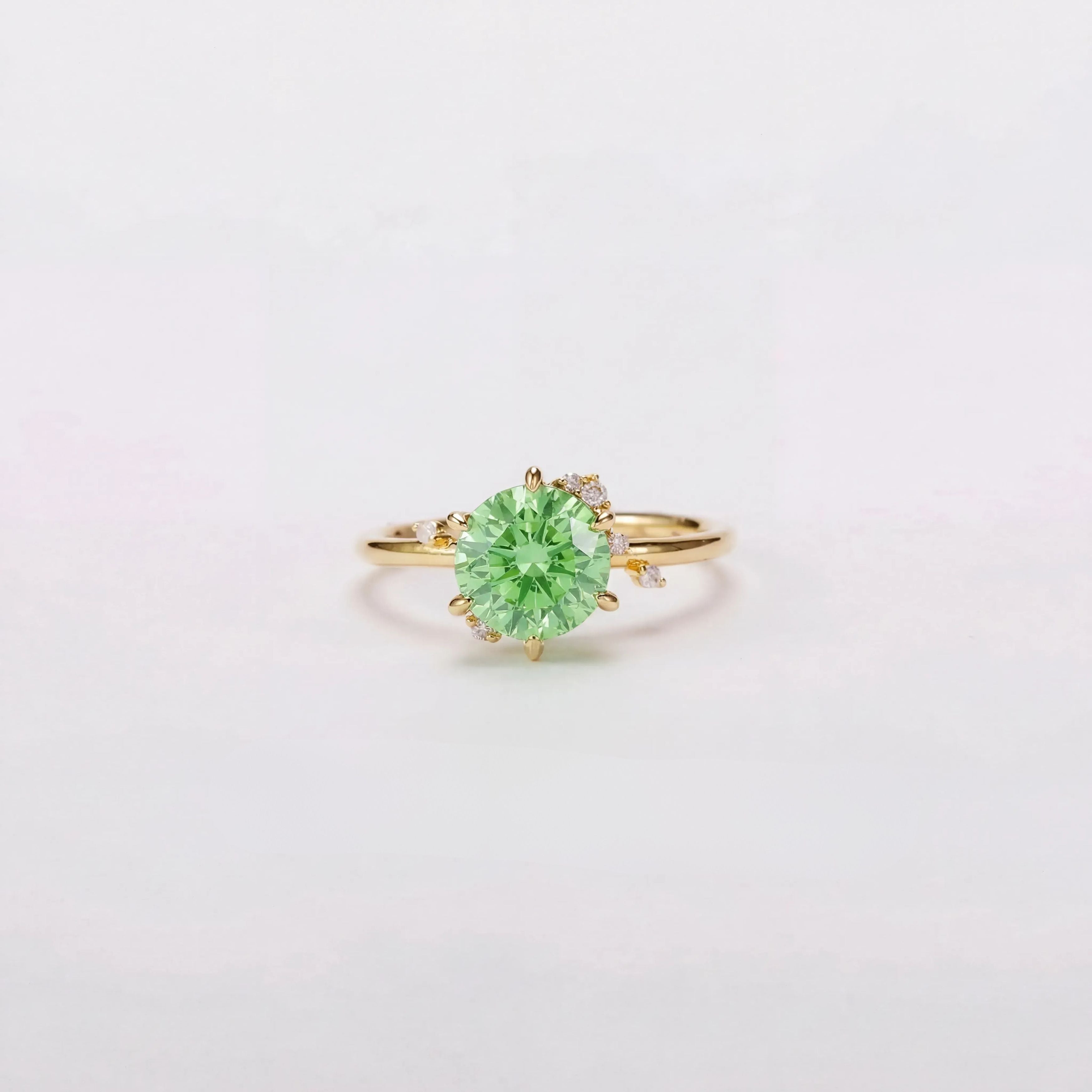 Vivid Mint Green Constellation Cluster Ring - Round Brilliant