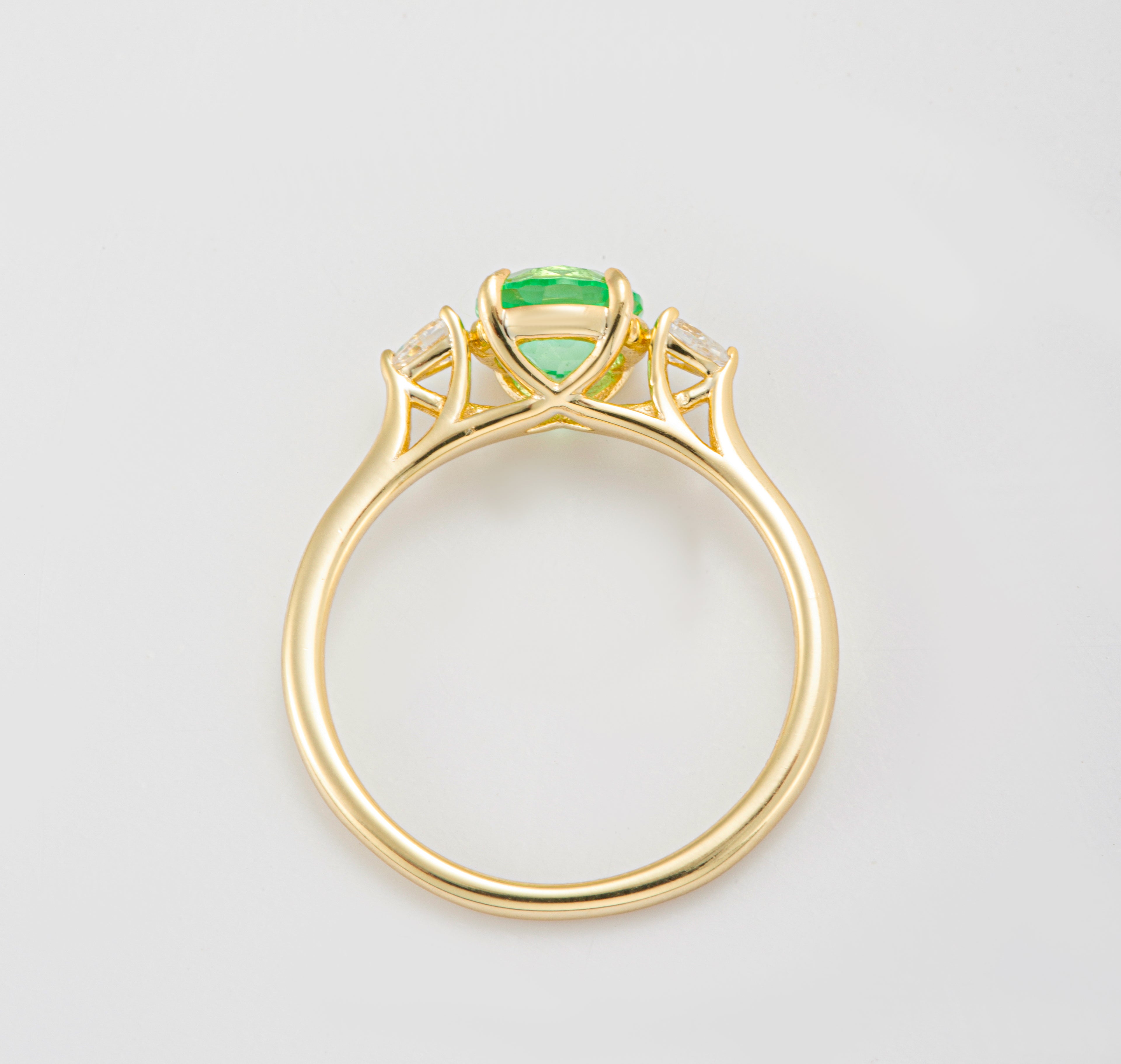 Mint Green Sapphire Three-Stone Ring | Alvaura