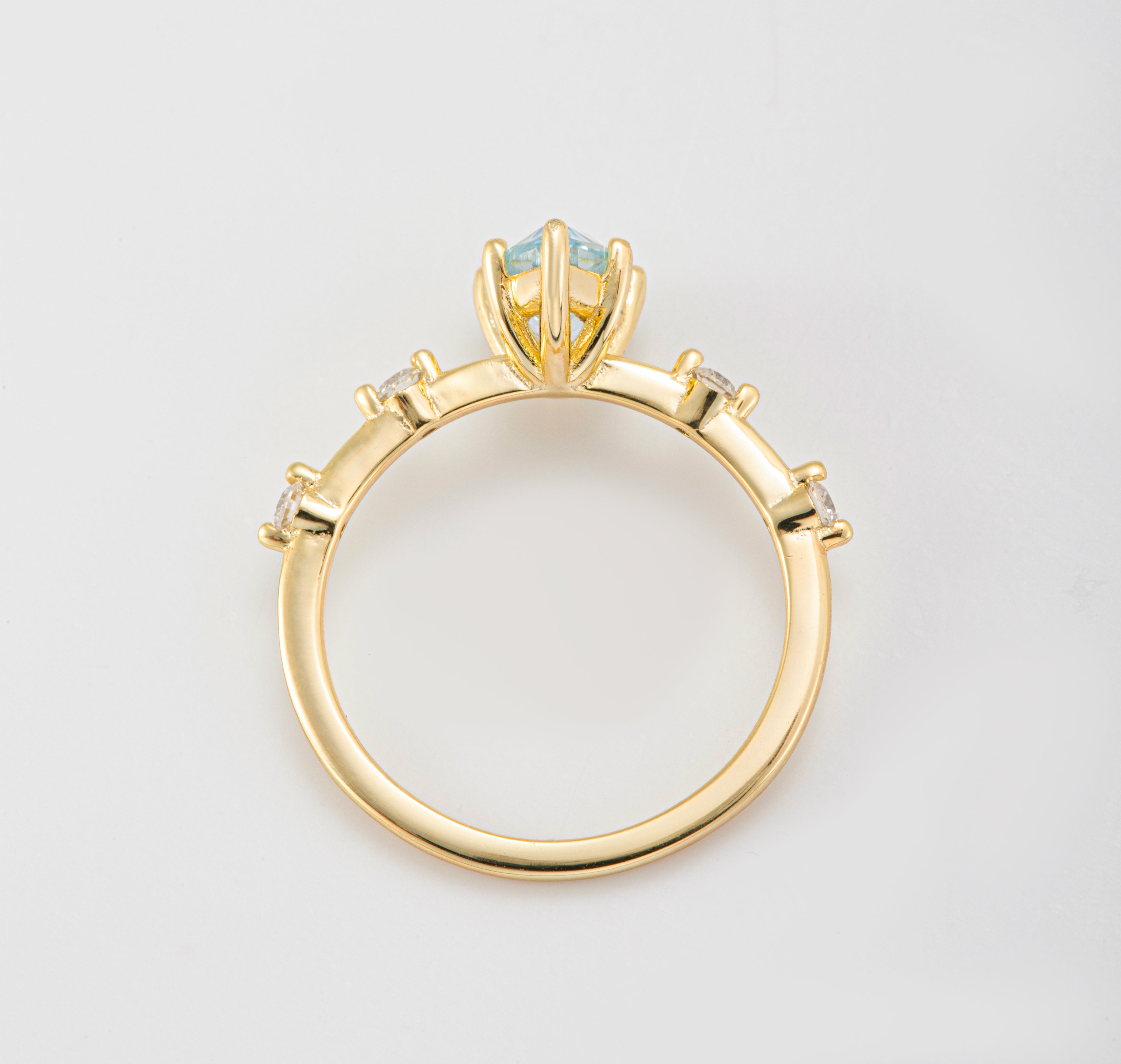 Aquamarine Blue Sapphire Floating Ring | Alvaura
