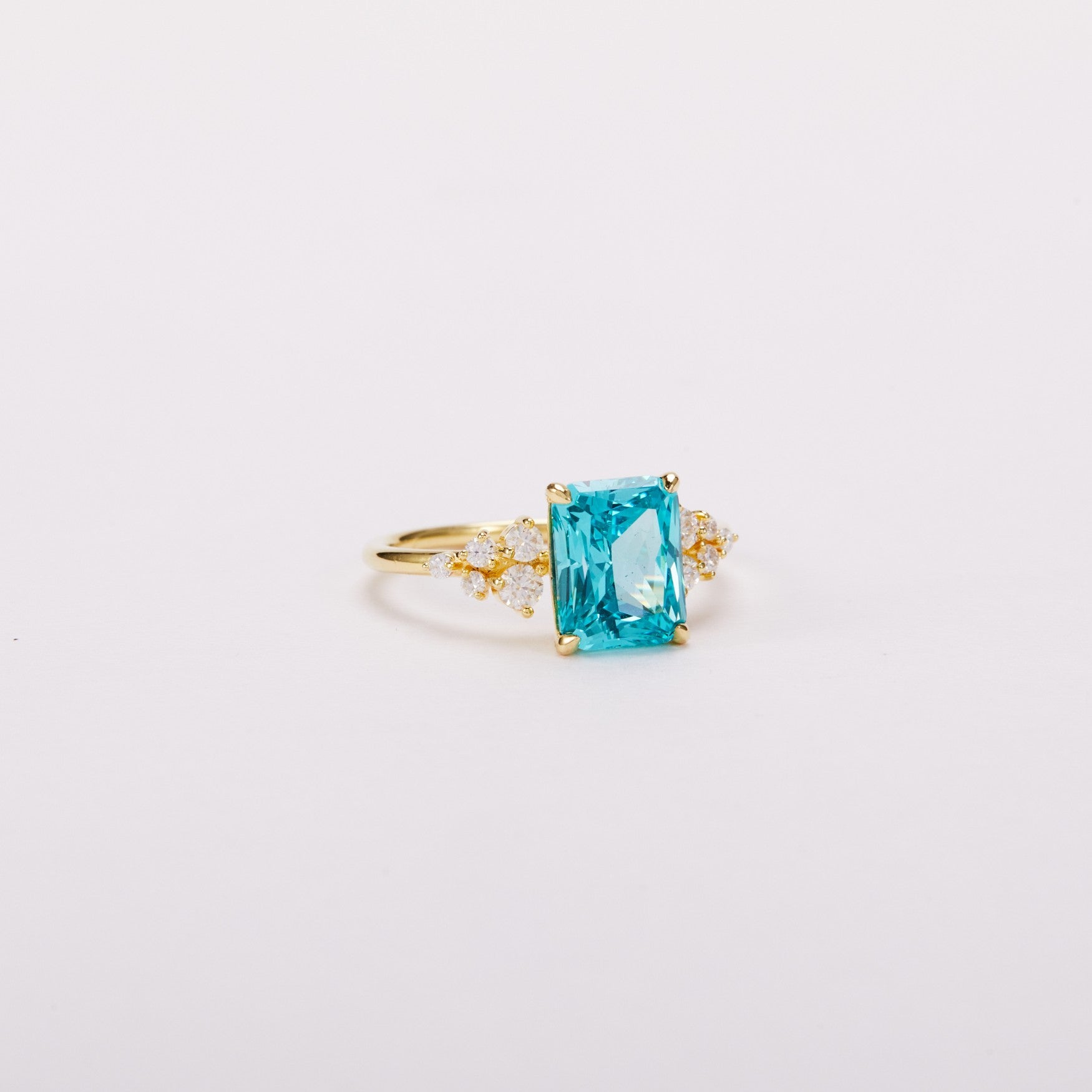 Paraiba Blue Bloom Cluster Ring - Radiant Cut