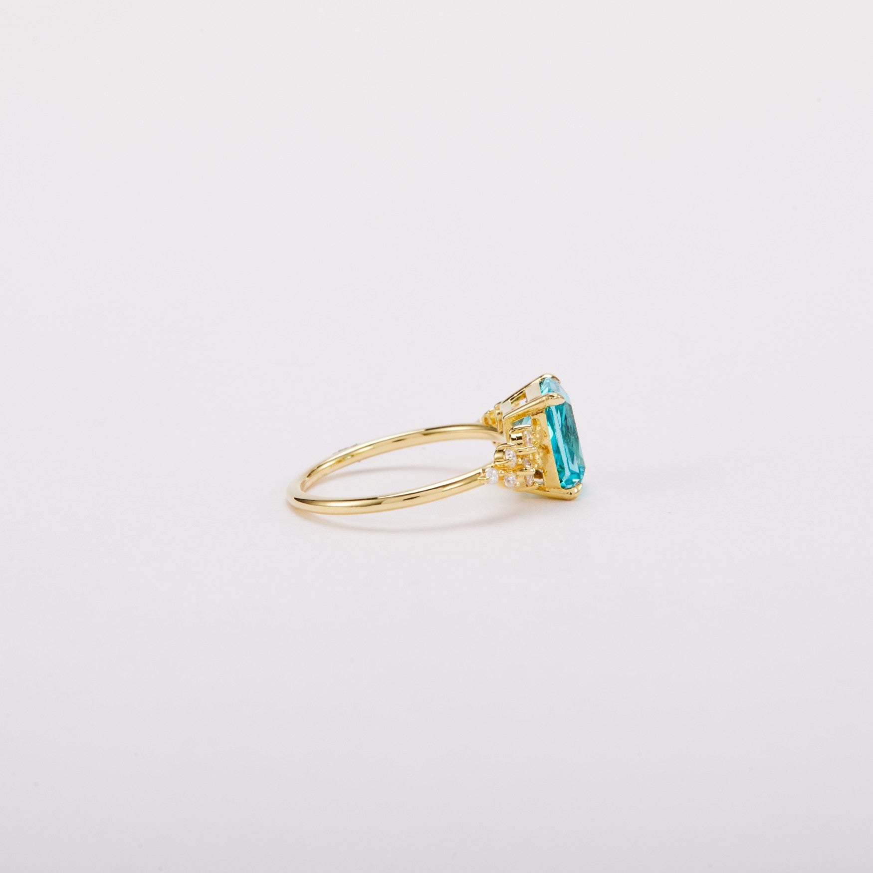 Paraiba Blue Bloom Cluster Ring - Radiant Cut