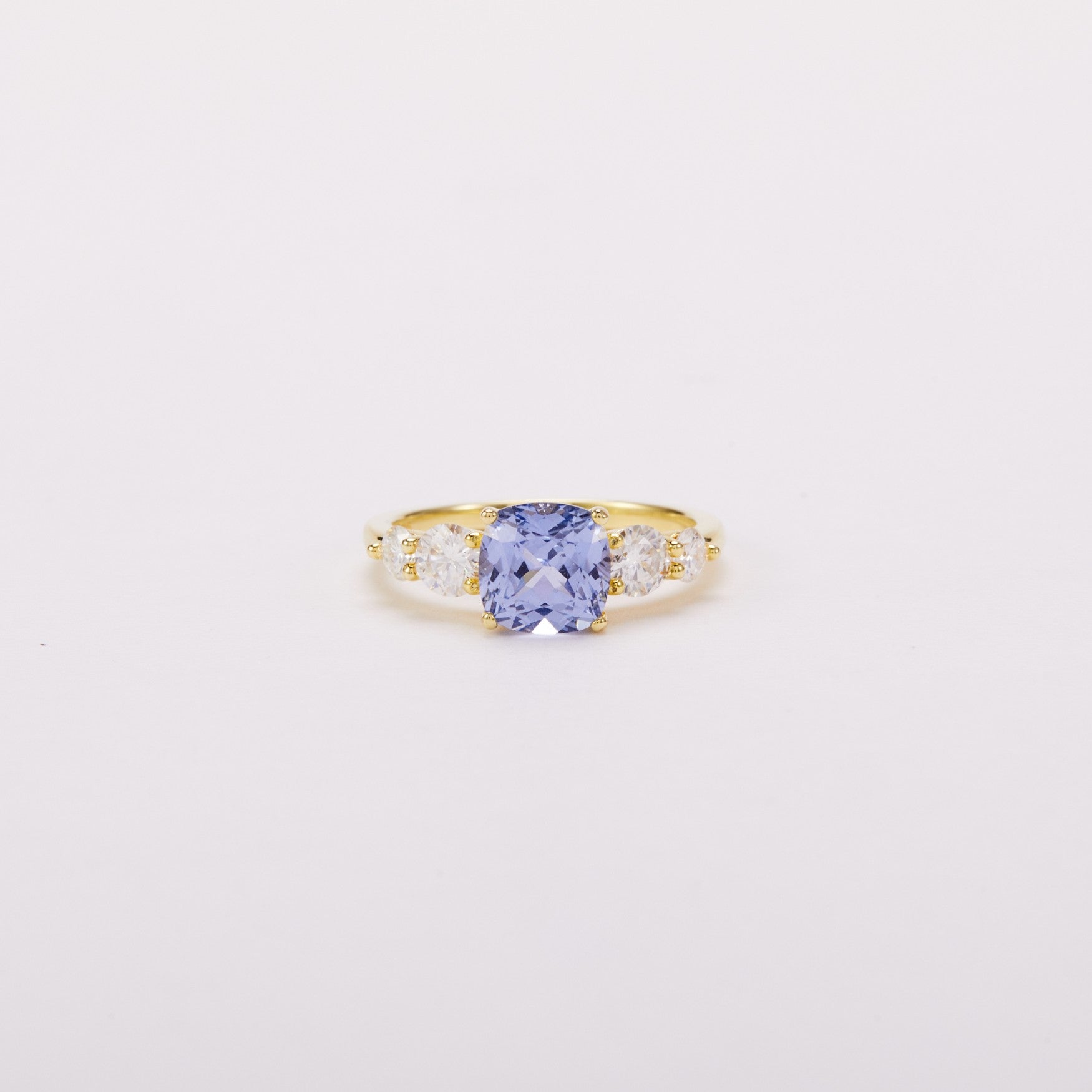 Misty Cornflower Cushion Sapphire Five-Stone Ring