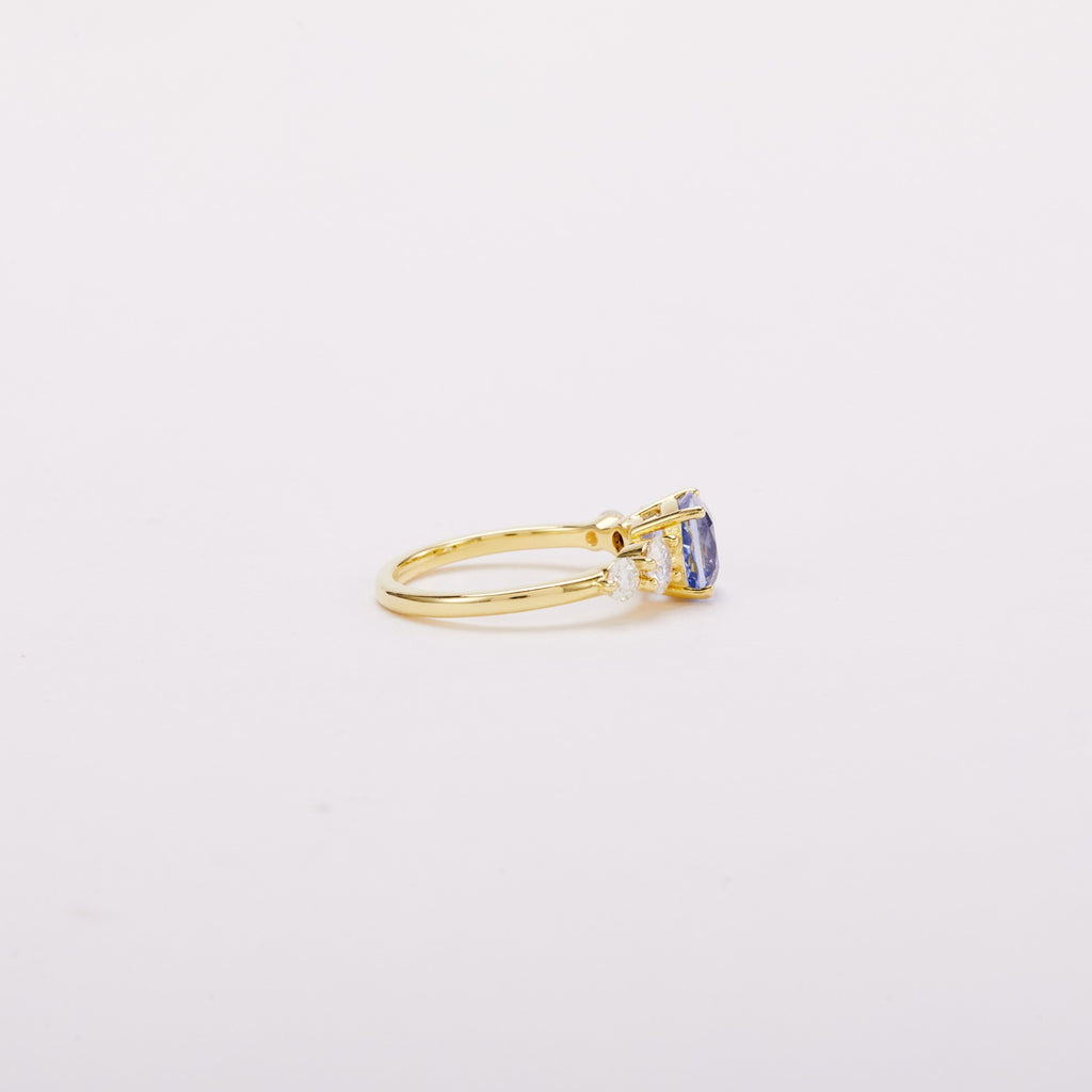 Misty Cornflower Cushion Sapphire Five-Stone Ring