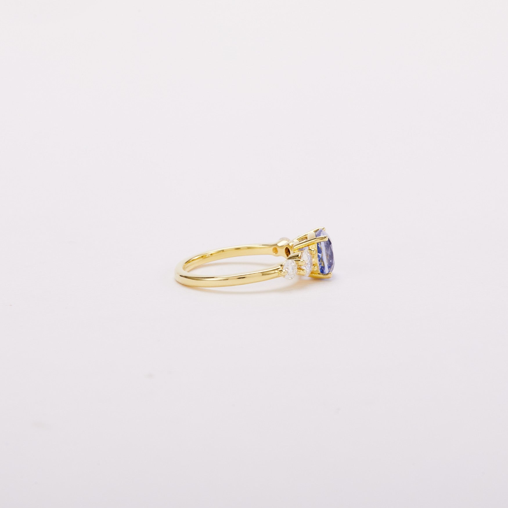 Misty Cornflower Cushion Sapphire Five-Stone Ring
