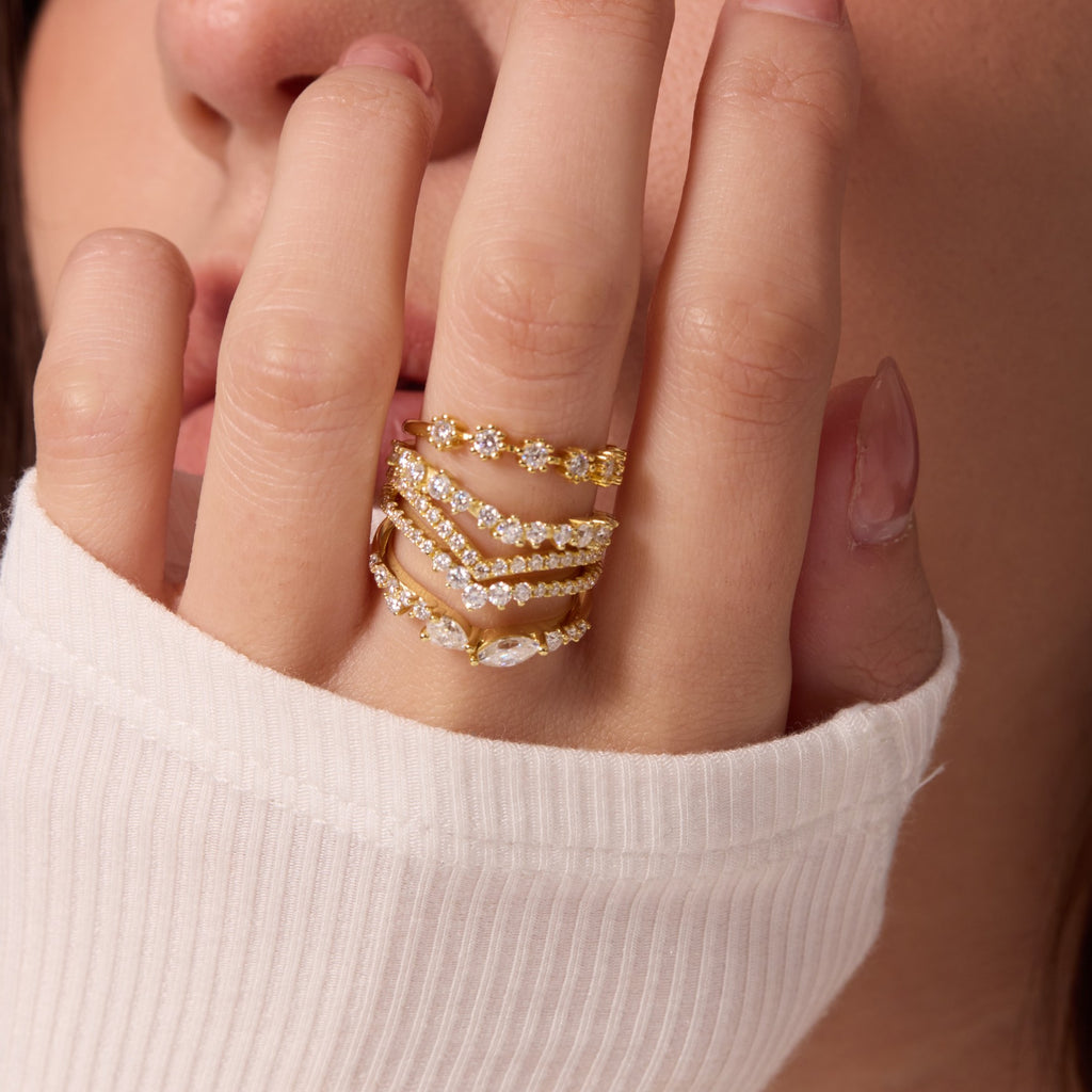 Marquise Moissanite Stacking Ring