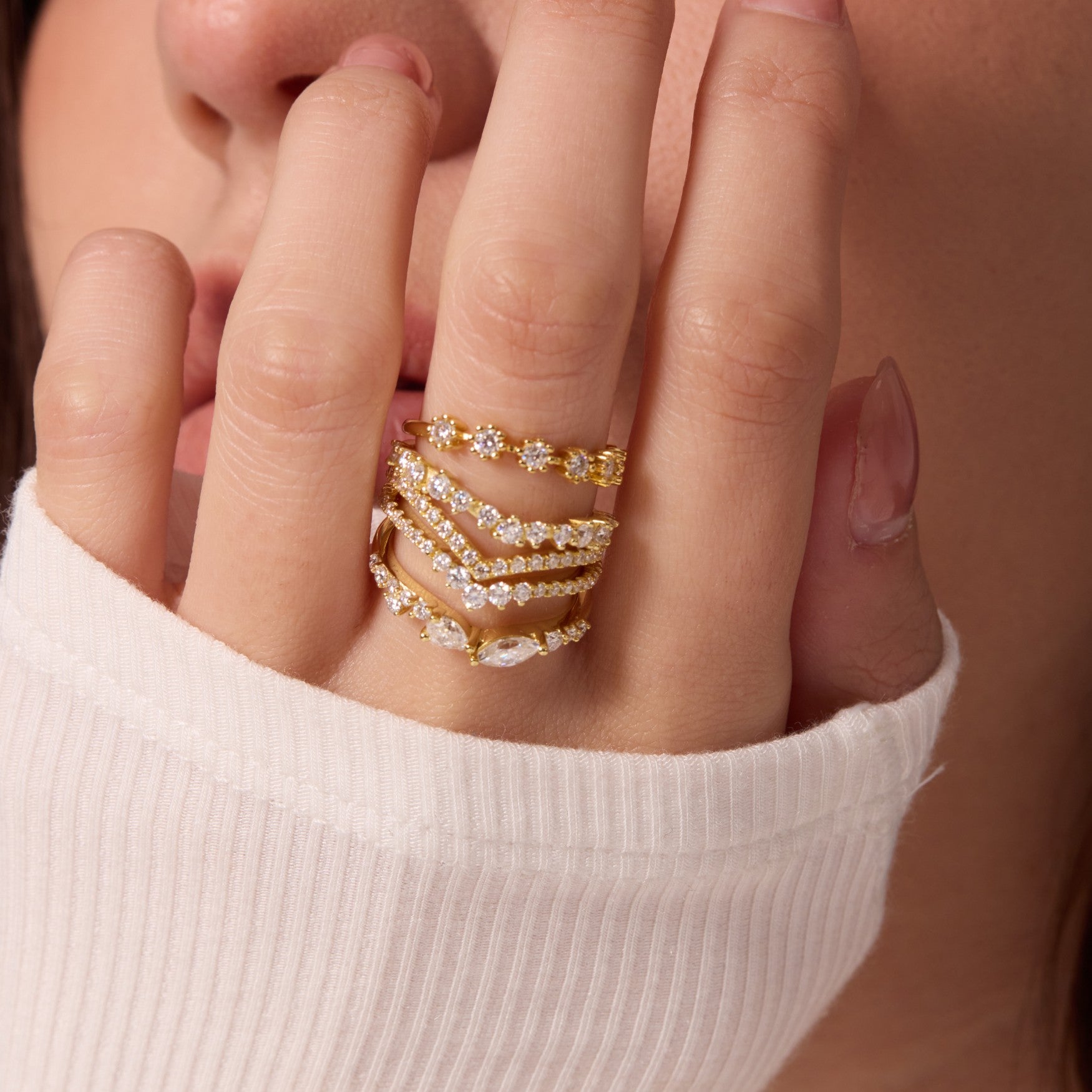 Marquise Moissanite Stacking Ring