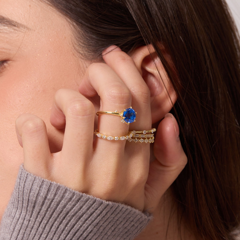Cobalt Blue Round Spinel Constellation Cluster Ring