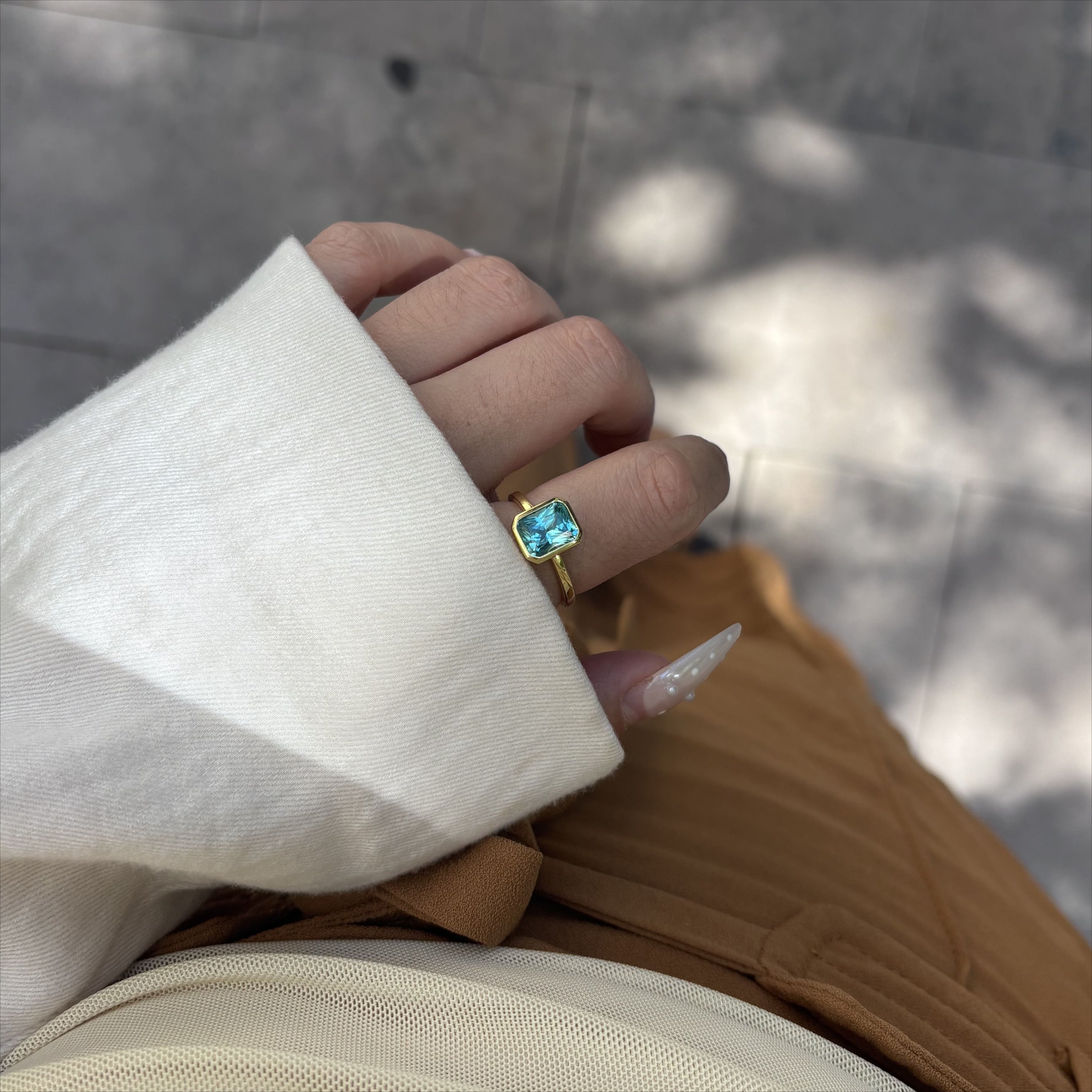 Paraiba Blue Bezel Ring - Radiant Cut