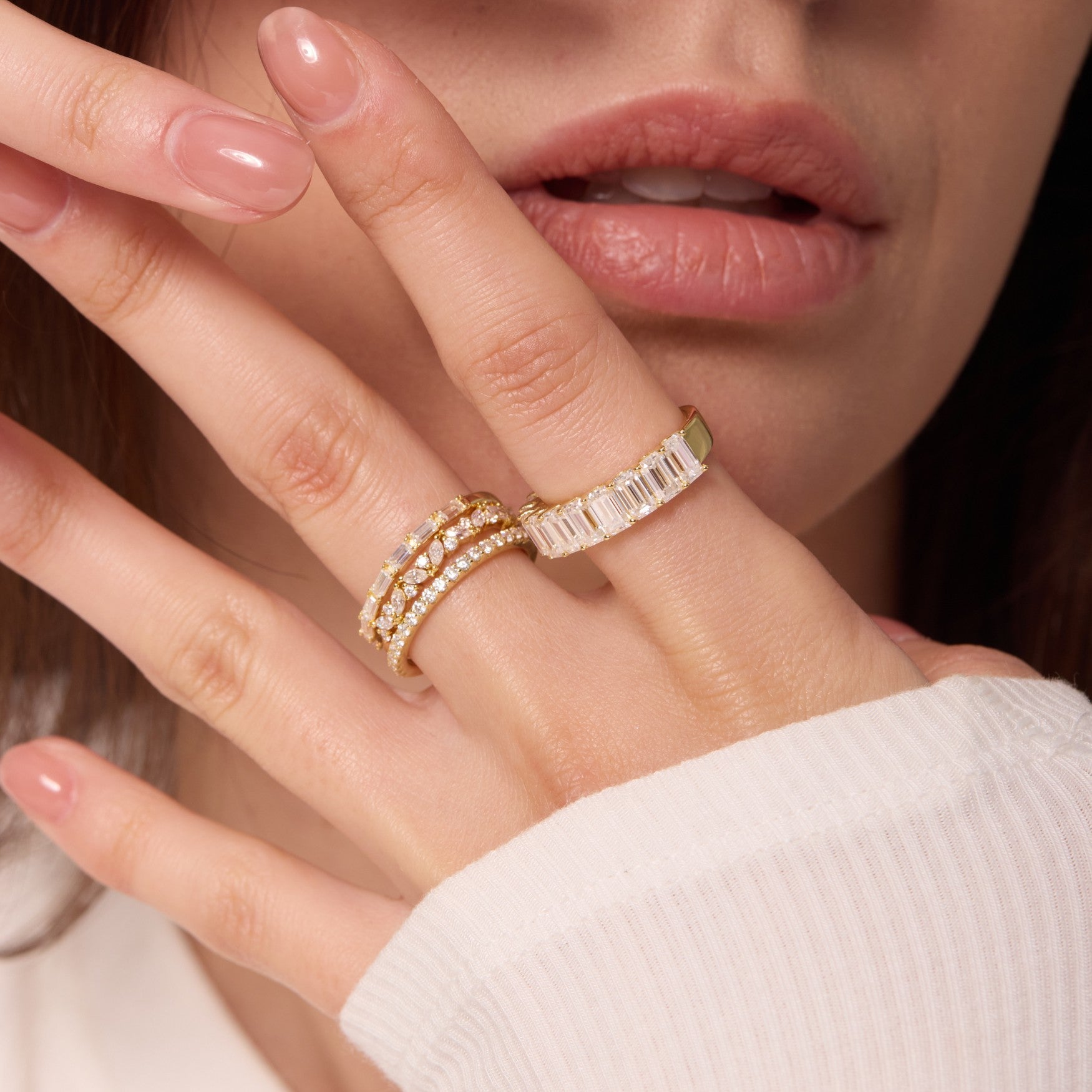 Emerald-cut Moissanite Eternity Band