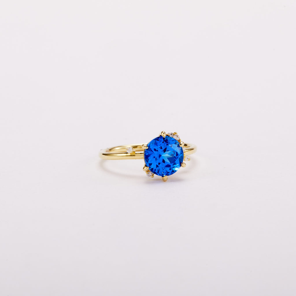Cobalt Blue Round Spinel Constellation Cluster Ring
