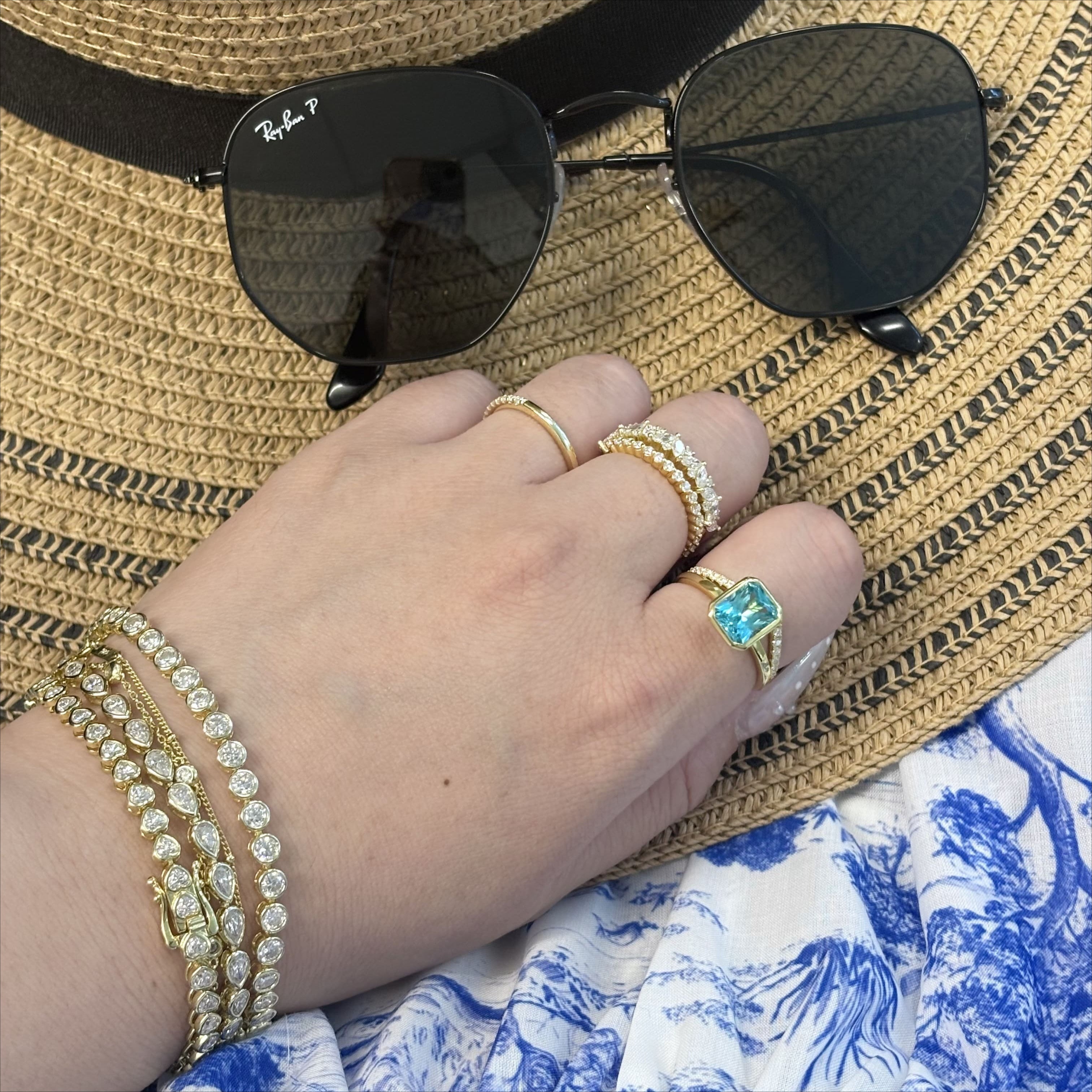 Paraiba Blue Bezel Ring - Radiant Cut