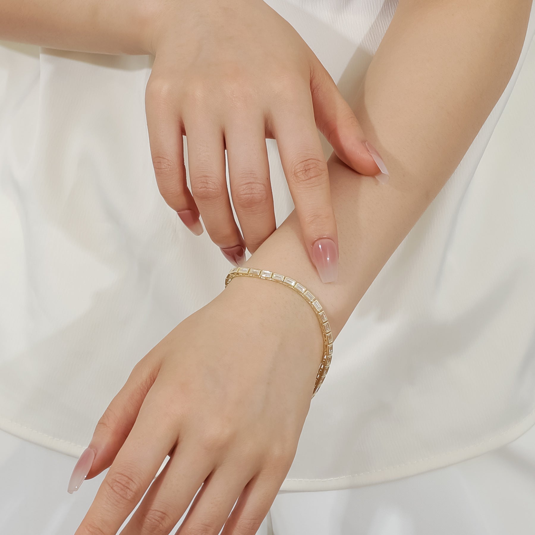 Emerald Cut Moissanite Tennis Bracelet