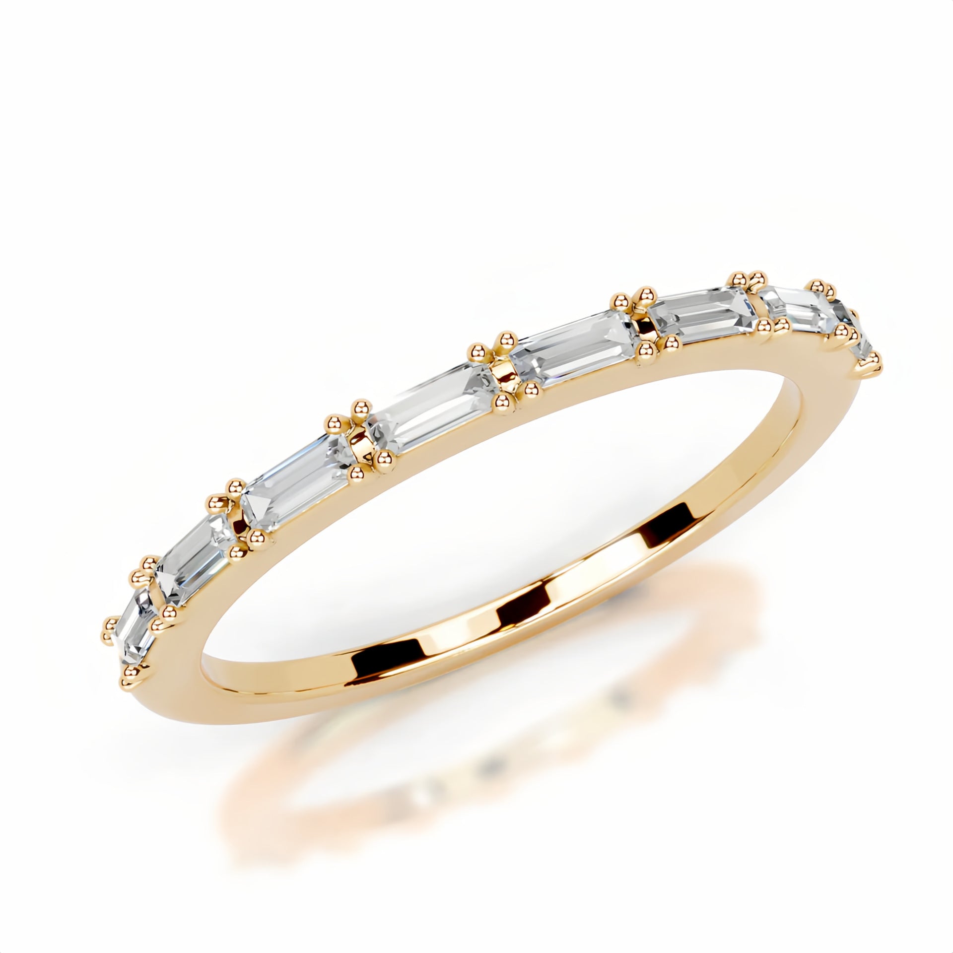 Half Emerald-cut Moissanite Stacking Ring