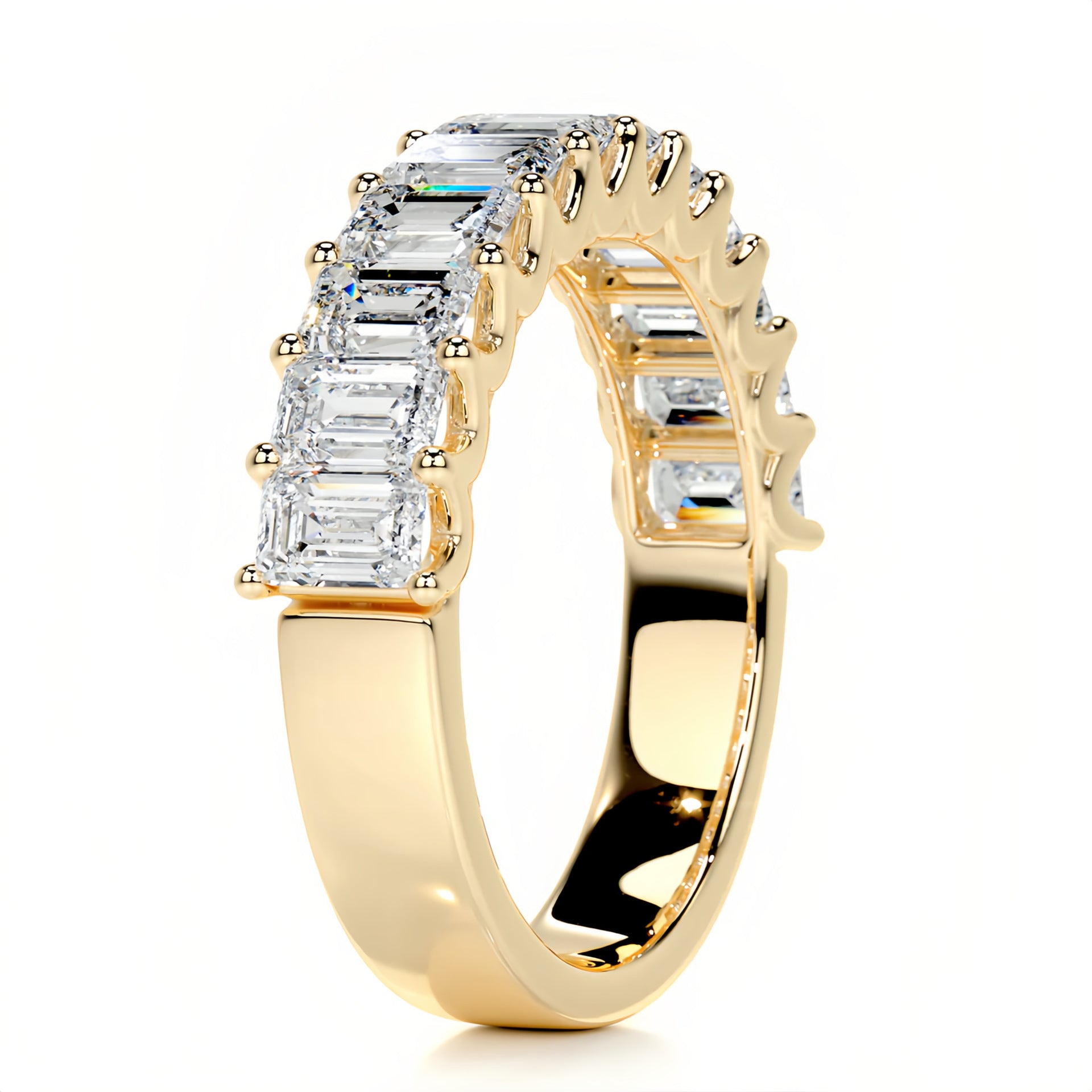Emerald-cut Moissanite Eternity Band