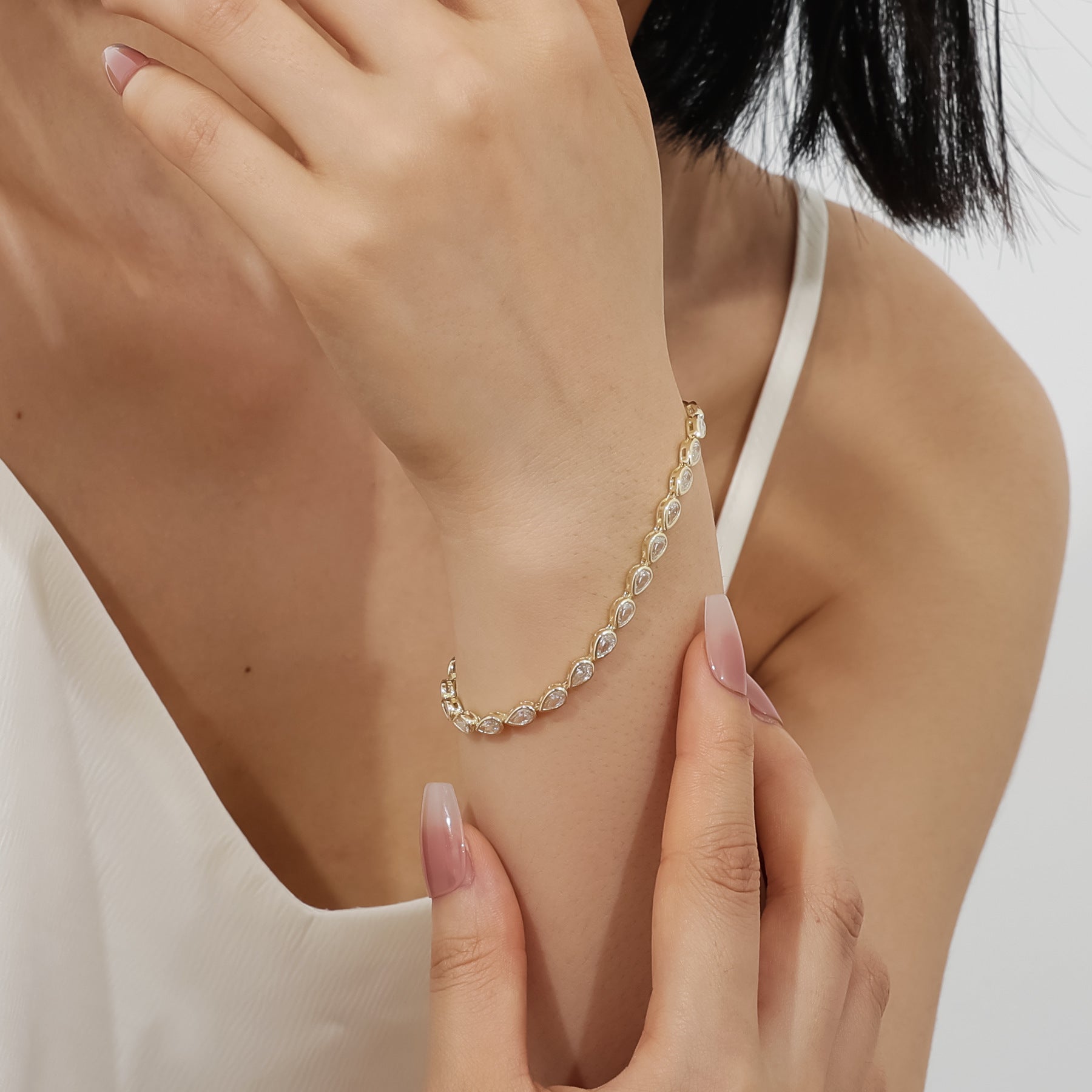 Pear Cut Moissanite Tennis Bracelet