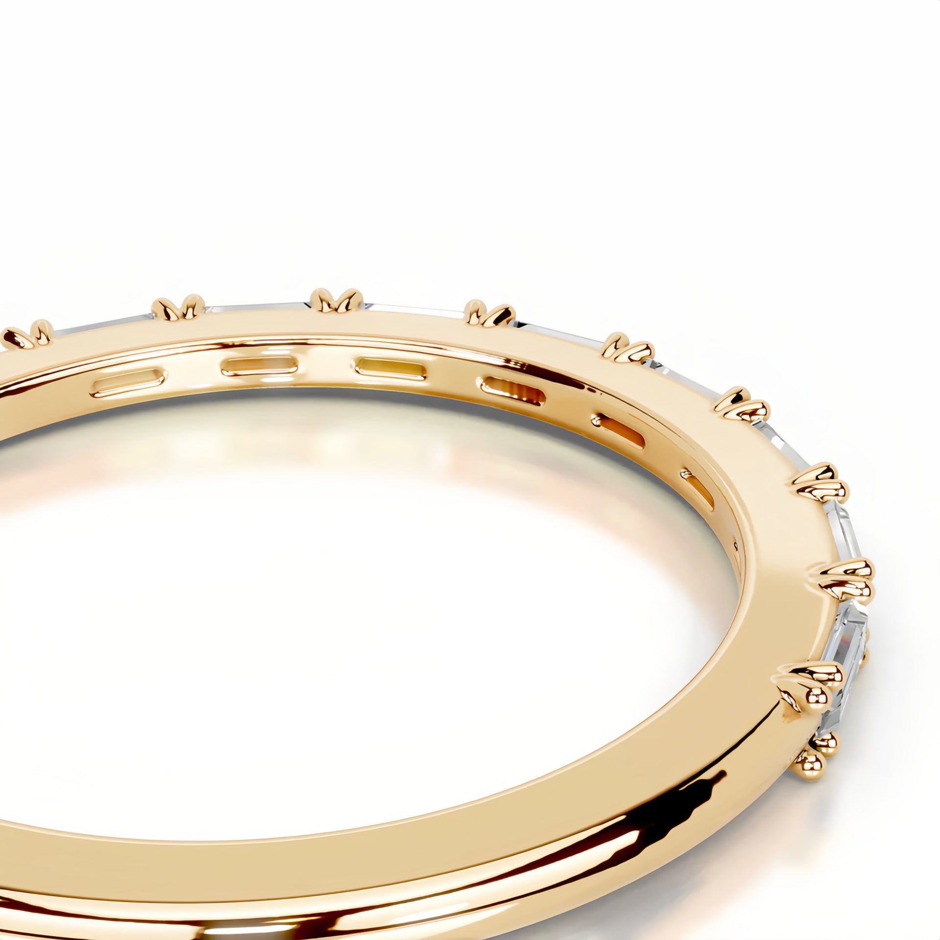 Half Emerald-cut Moissanite Stacking Ring
