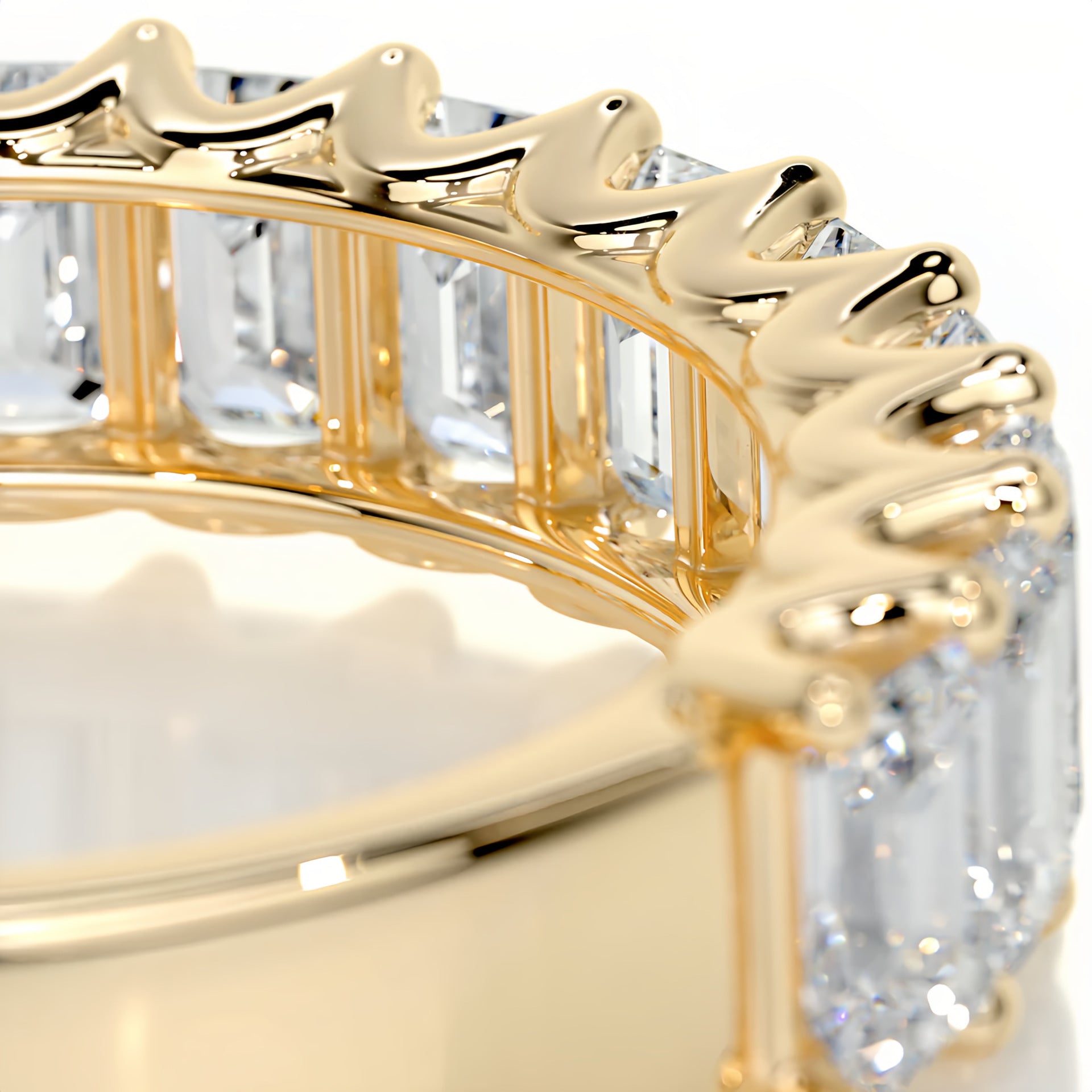 Emerald-cut Moissanite Eternity Band