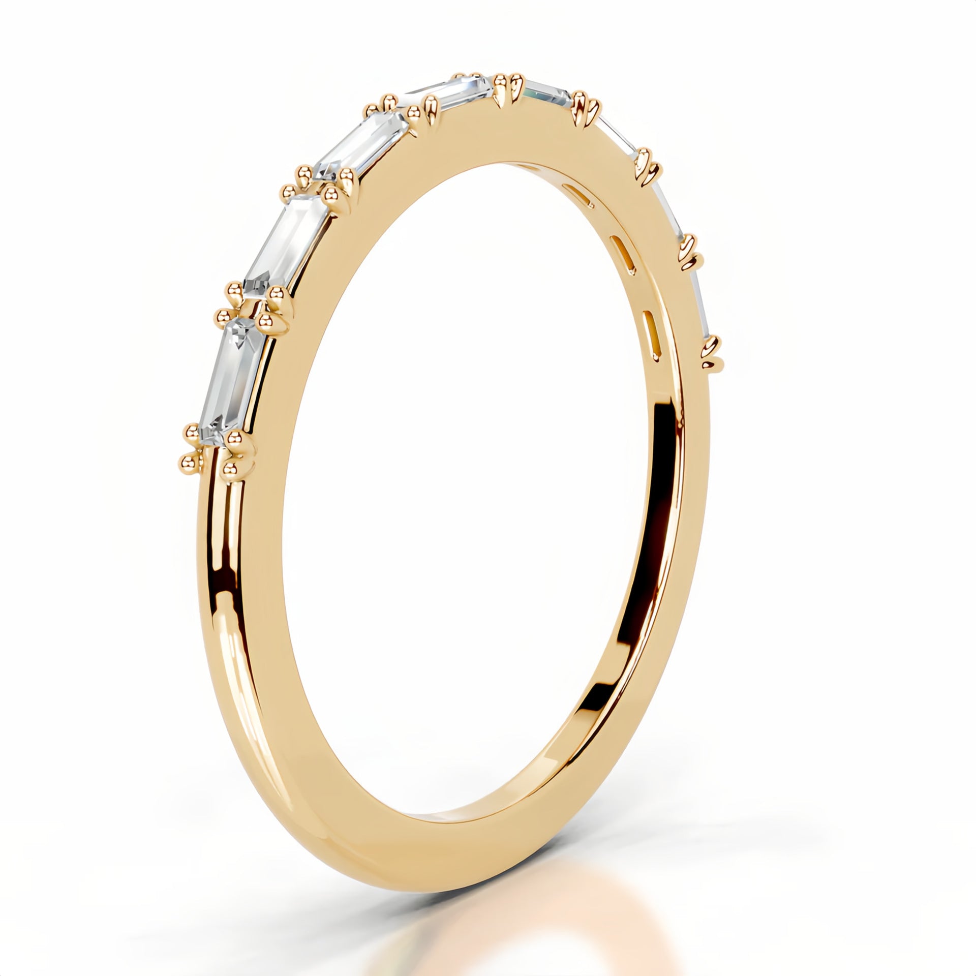 Half Emerald-cut Moissanite Stacking Ring