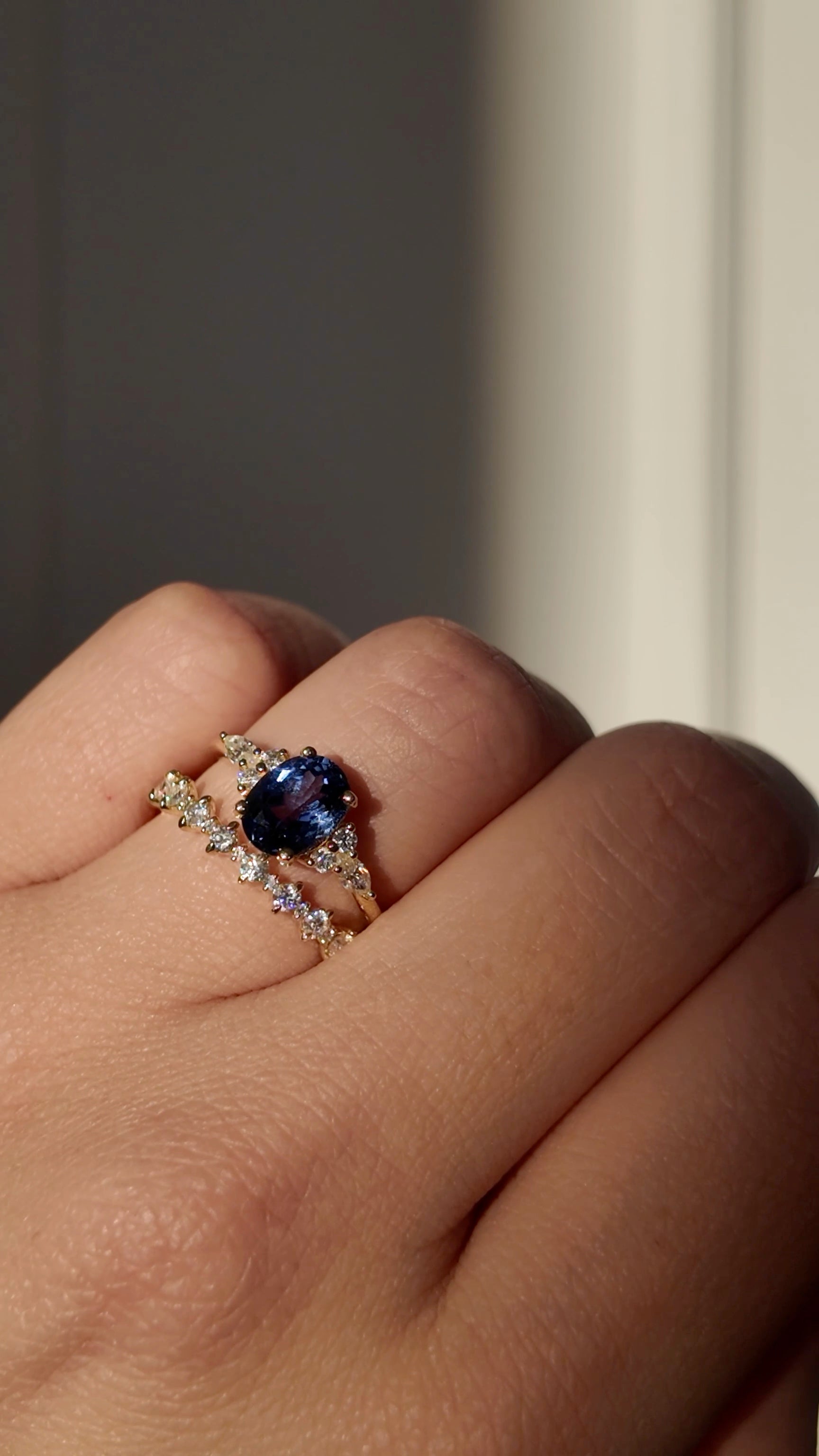 Blue Hour Bloom Cluster Ring — Oval Brilliant Secondary image