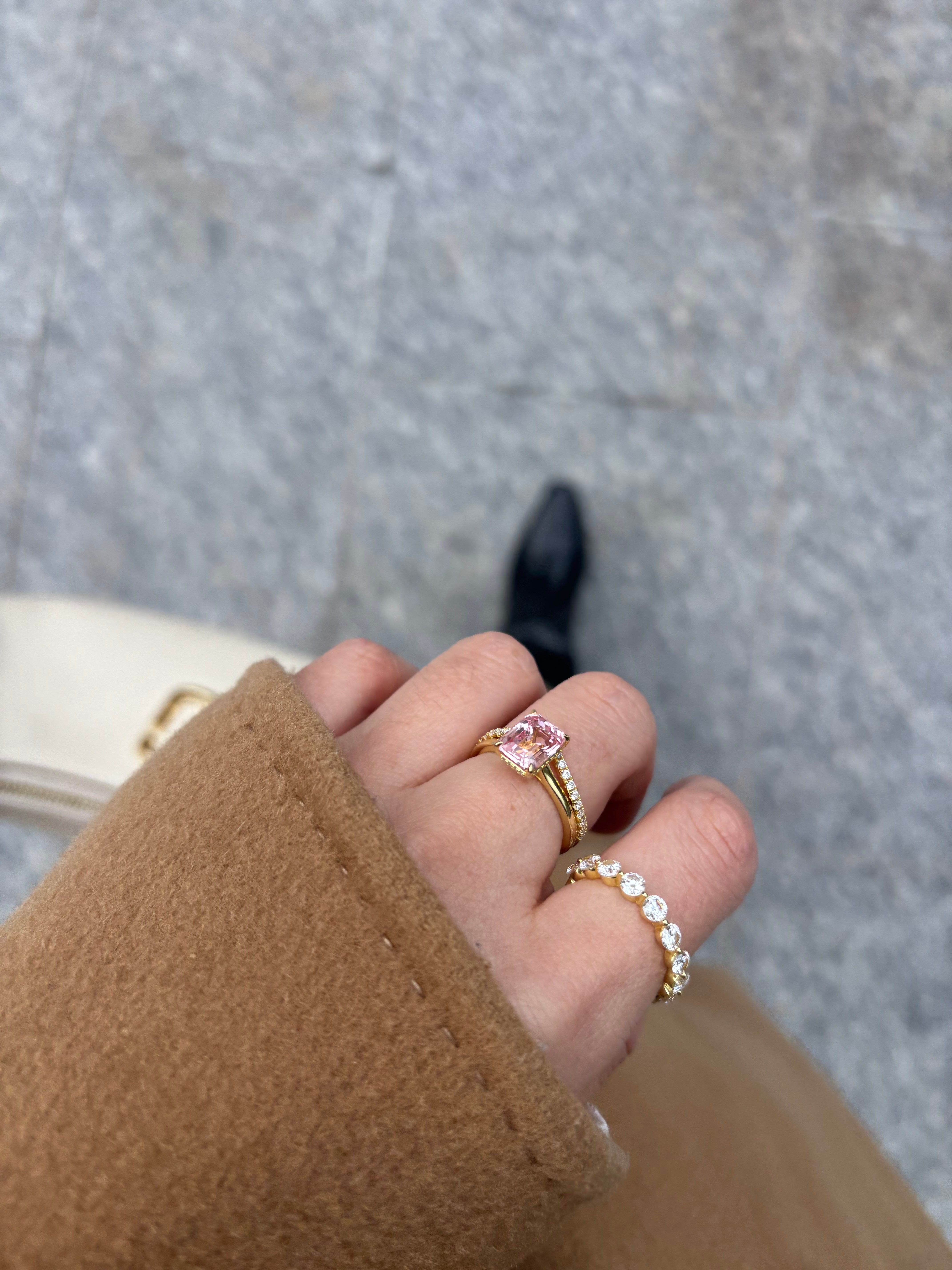Ballet Pink Solitaire Ring — Emerald Cut Secondary image