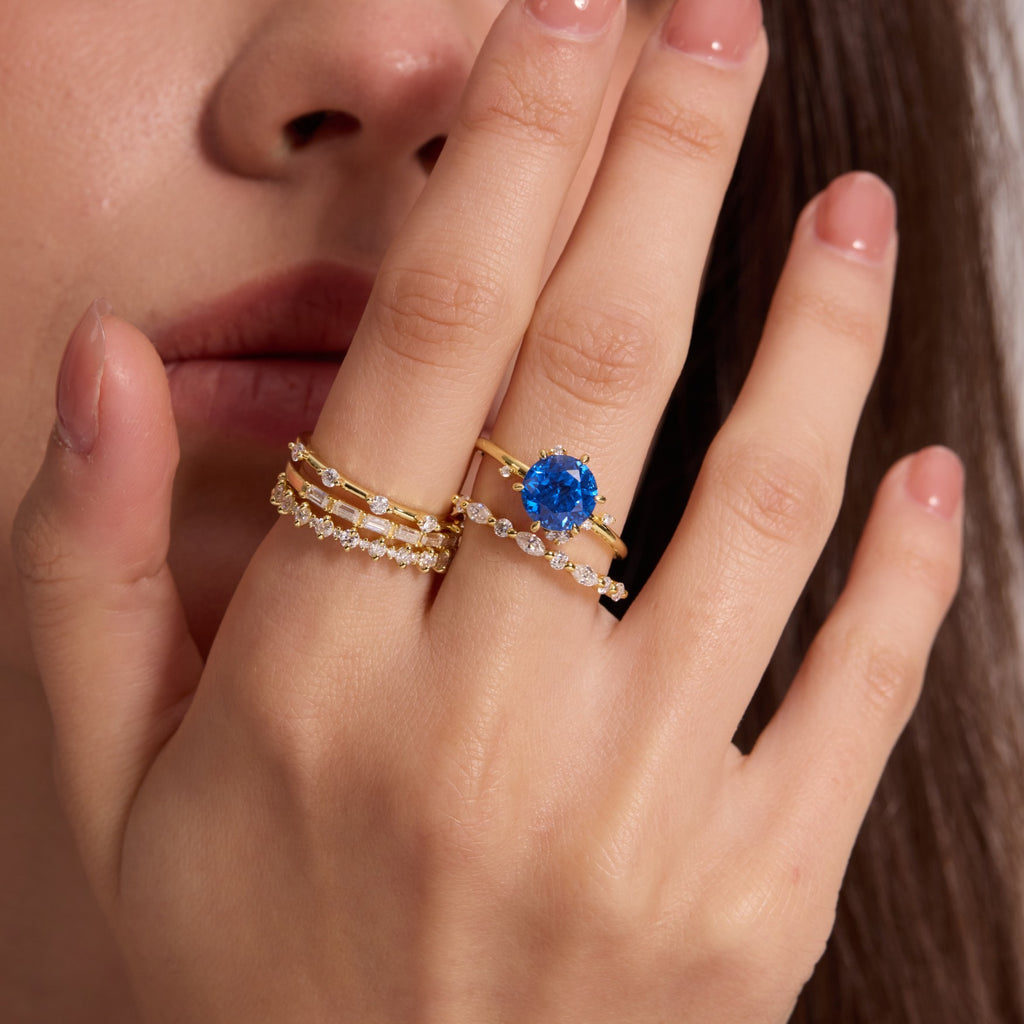 Cobalt Blue Round Spinel Constellation Cluster Ring