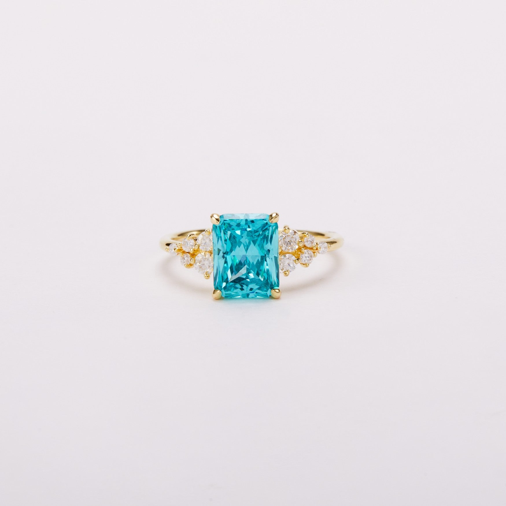 Paraiba Blue Bloom Cluster Ring - Radiant Cut
