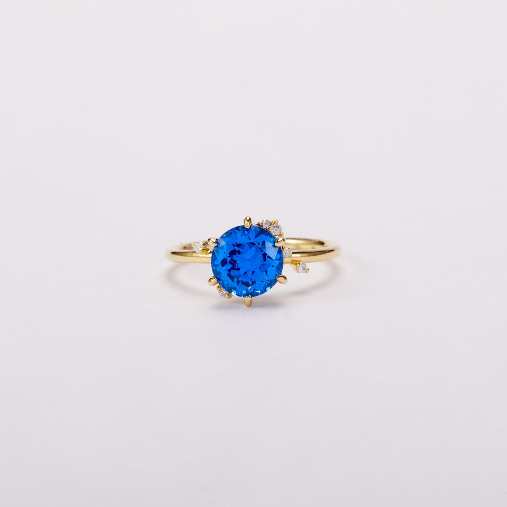 Cobalt Blue Round Spinel Constellation Cluster Ring