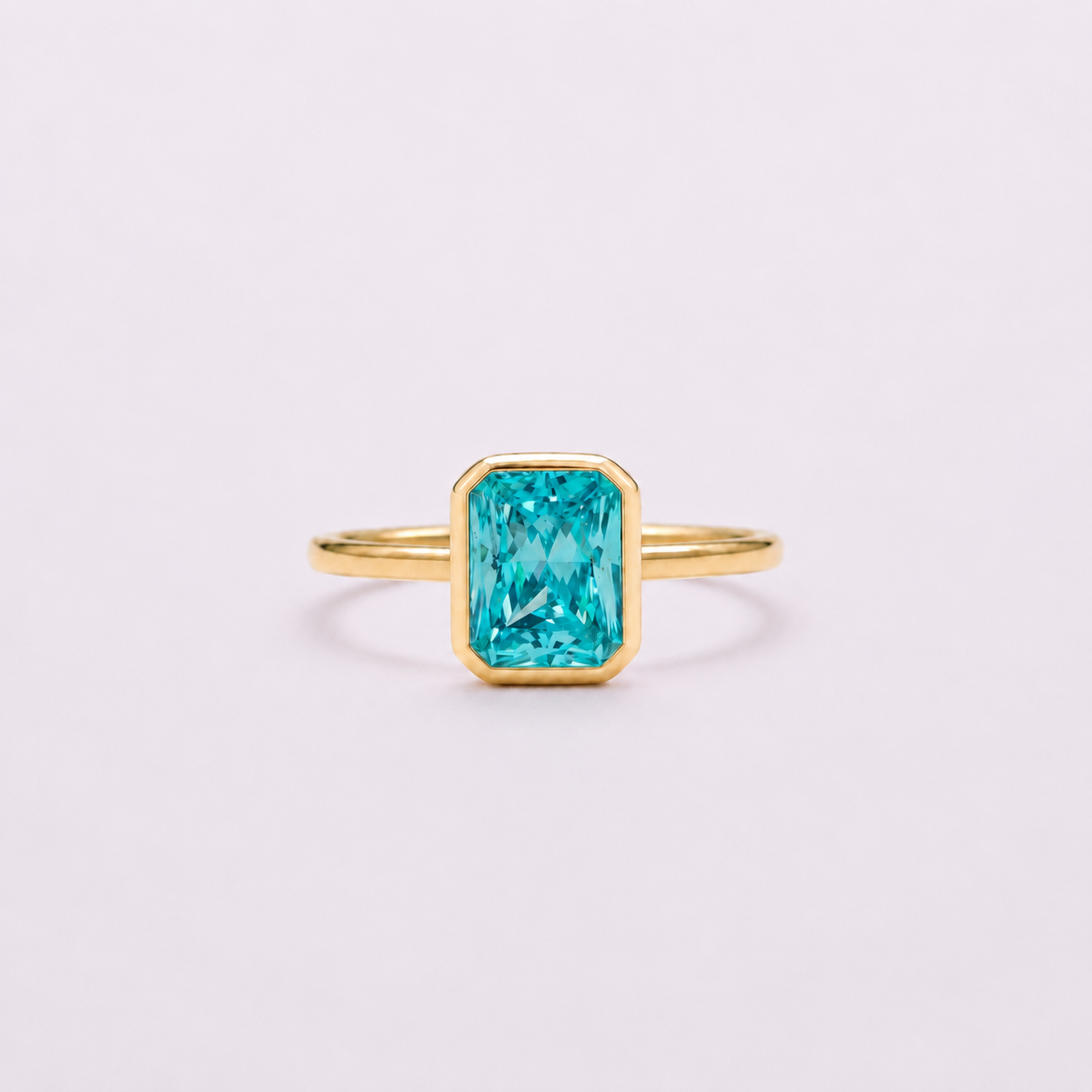 Paraiba Blue Bezel Ring - Radiant Cut Main image