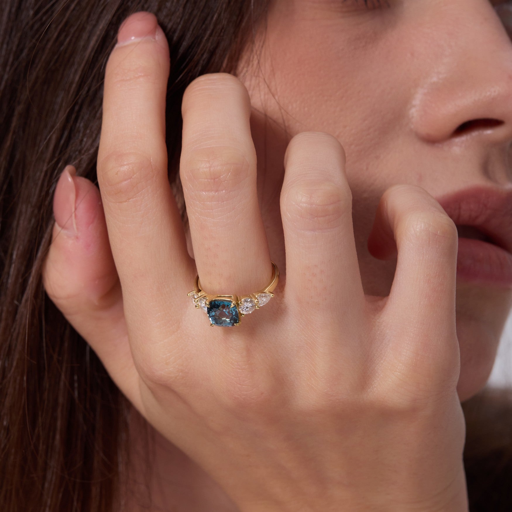 Tidal Lagoon Five-Stone Ring - Cushion Brilliant