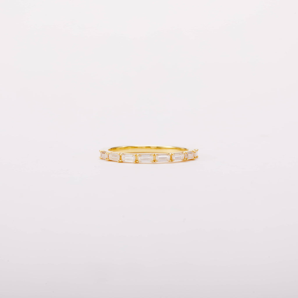 Half Emerald-cut Moissanite Stacking Ring